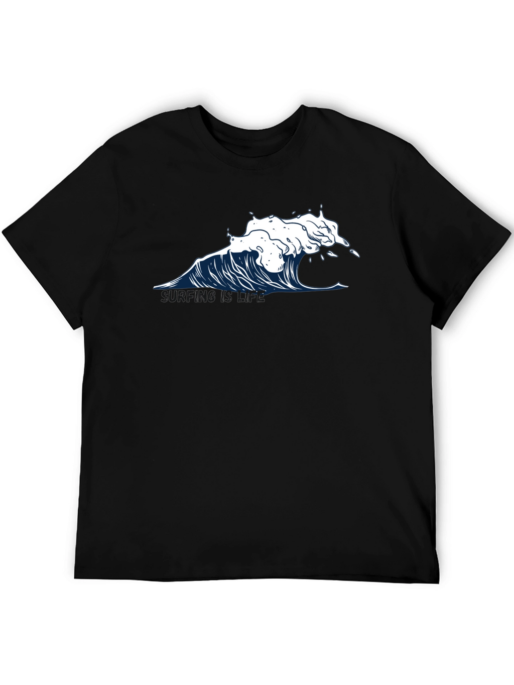 Wave Graphic T-Shirt - Black Cotton Tee