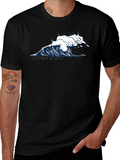 Wave Graphic T-Shirt - Black Cotton Tee