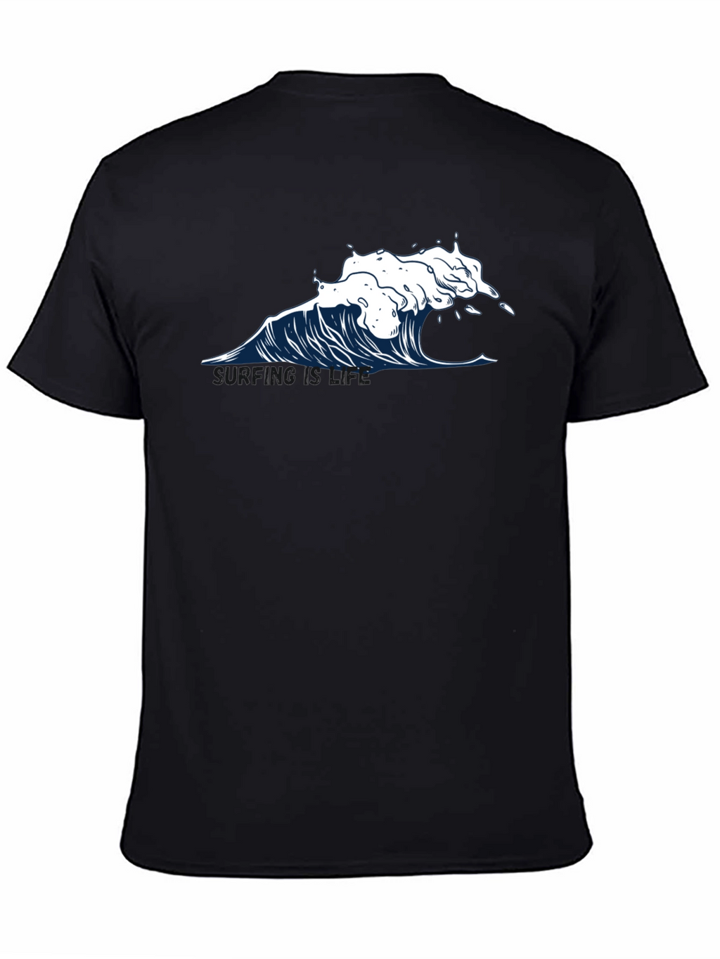 Wave Graphic T-Shirt - Black Cotton Tee