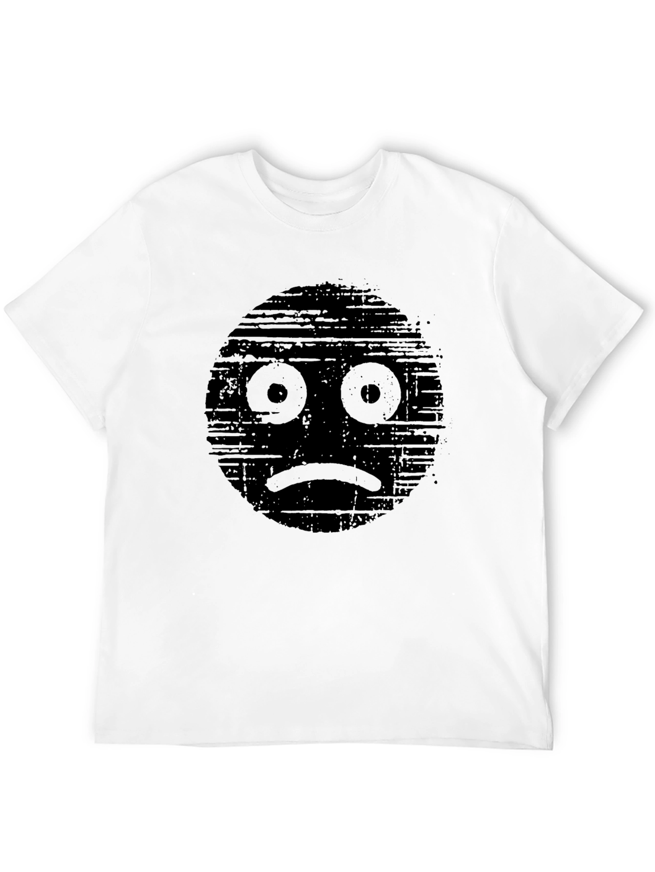 Distressed Sad Face Graphic T-Shirt