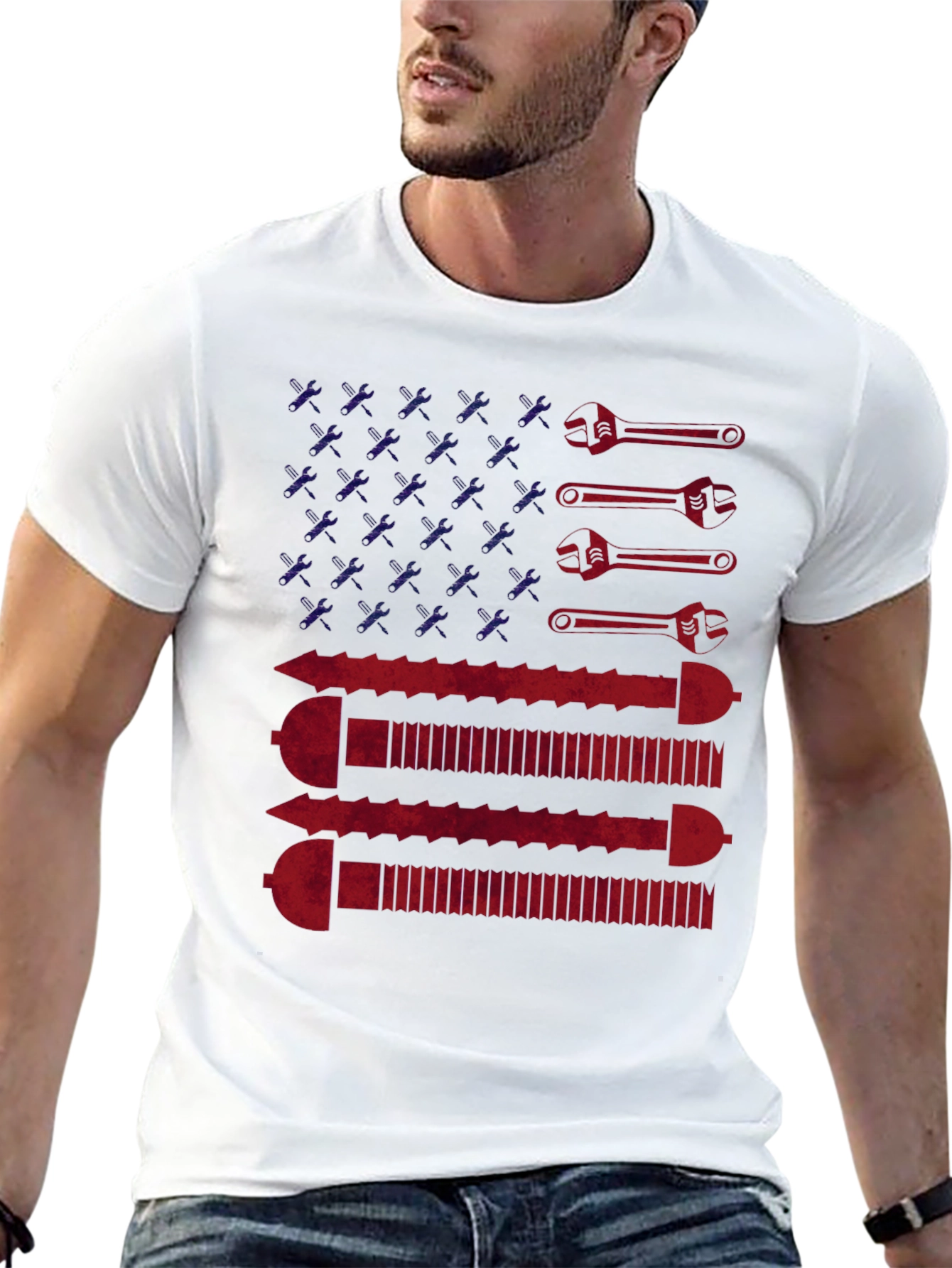 American Flag Wrench & Screw T-Shirt