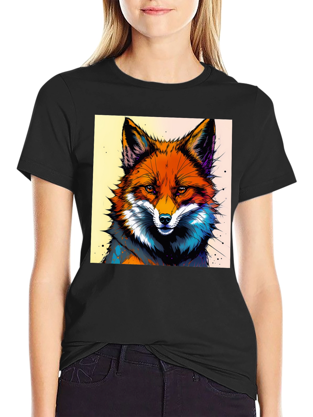 Artistic Fox Graphic Tee - Stylish & Unique