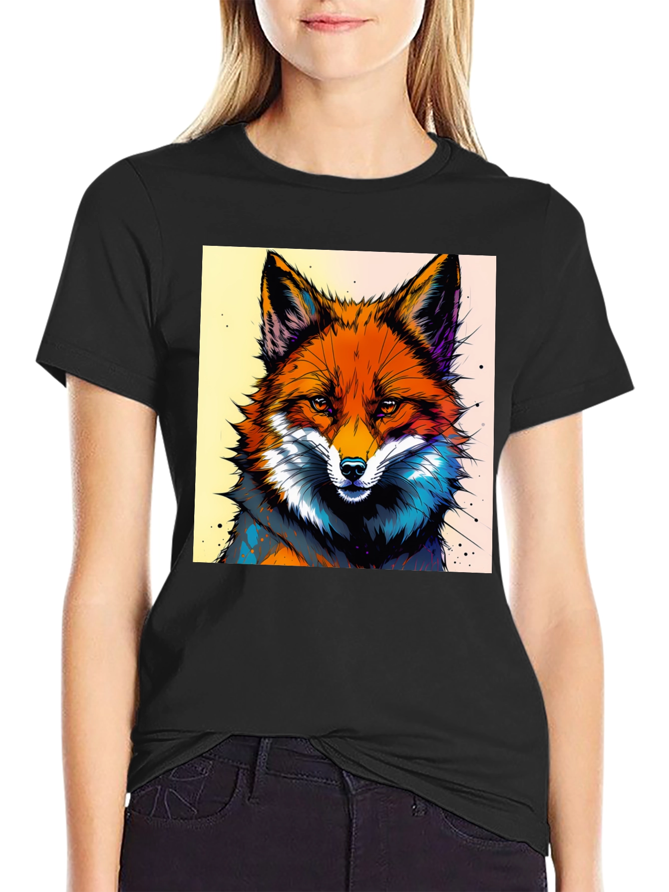Artistic Fox Graphic Tee - Stylish & Unique