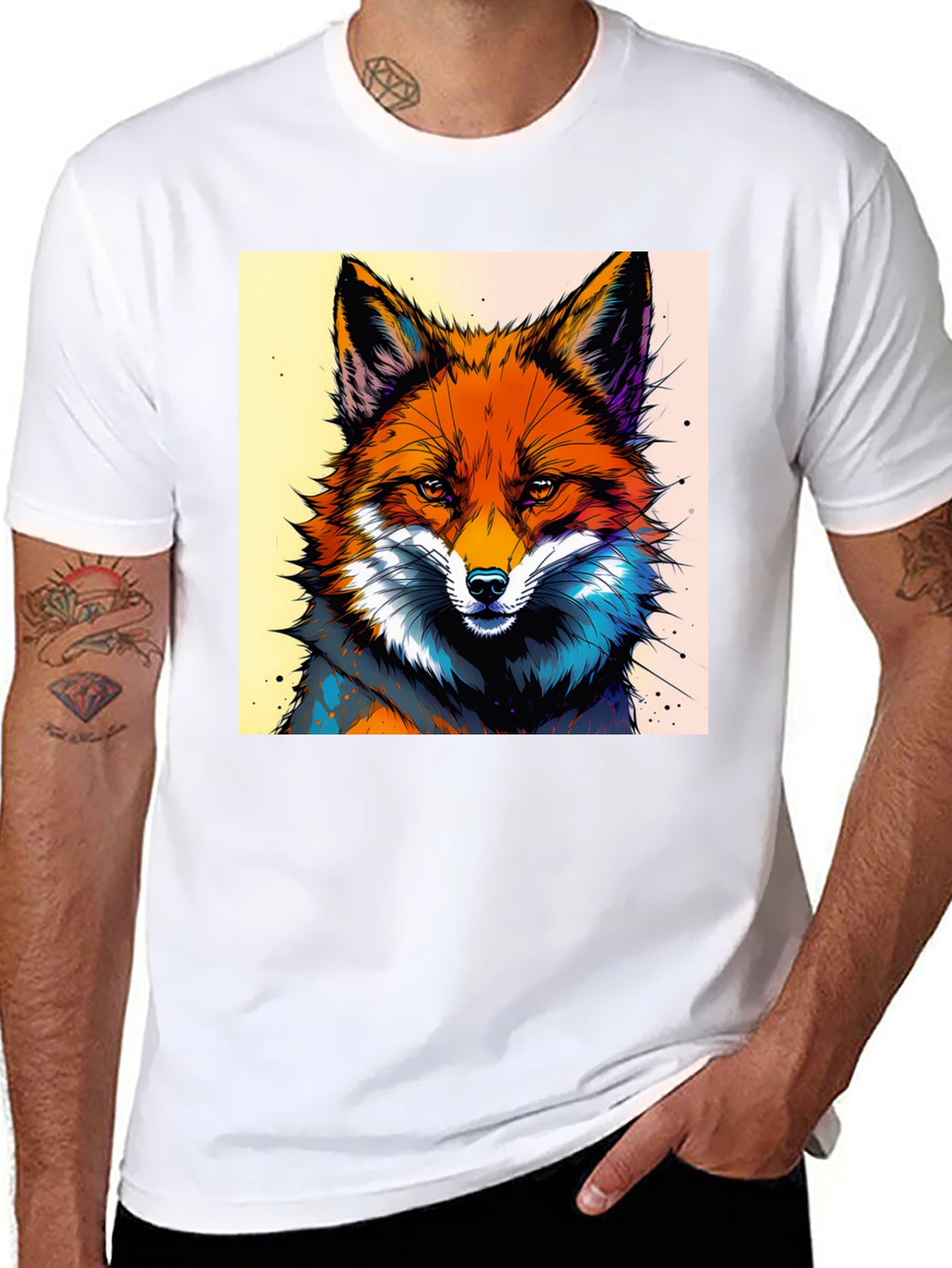 Artistic Fox Graphic Tee - Stylish & Unique