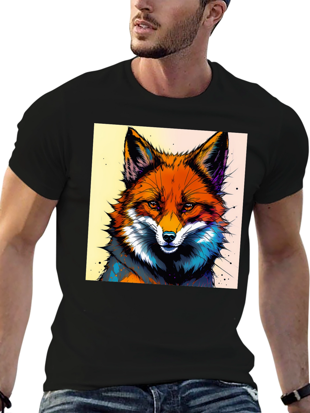 Artistic Fox Graphic Tee - Stylish & Unique