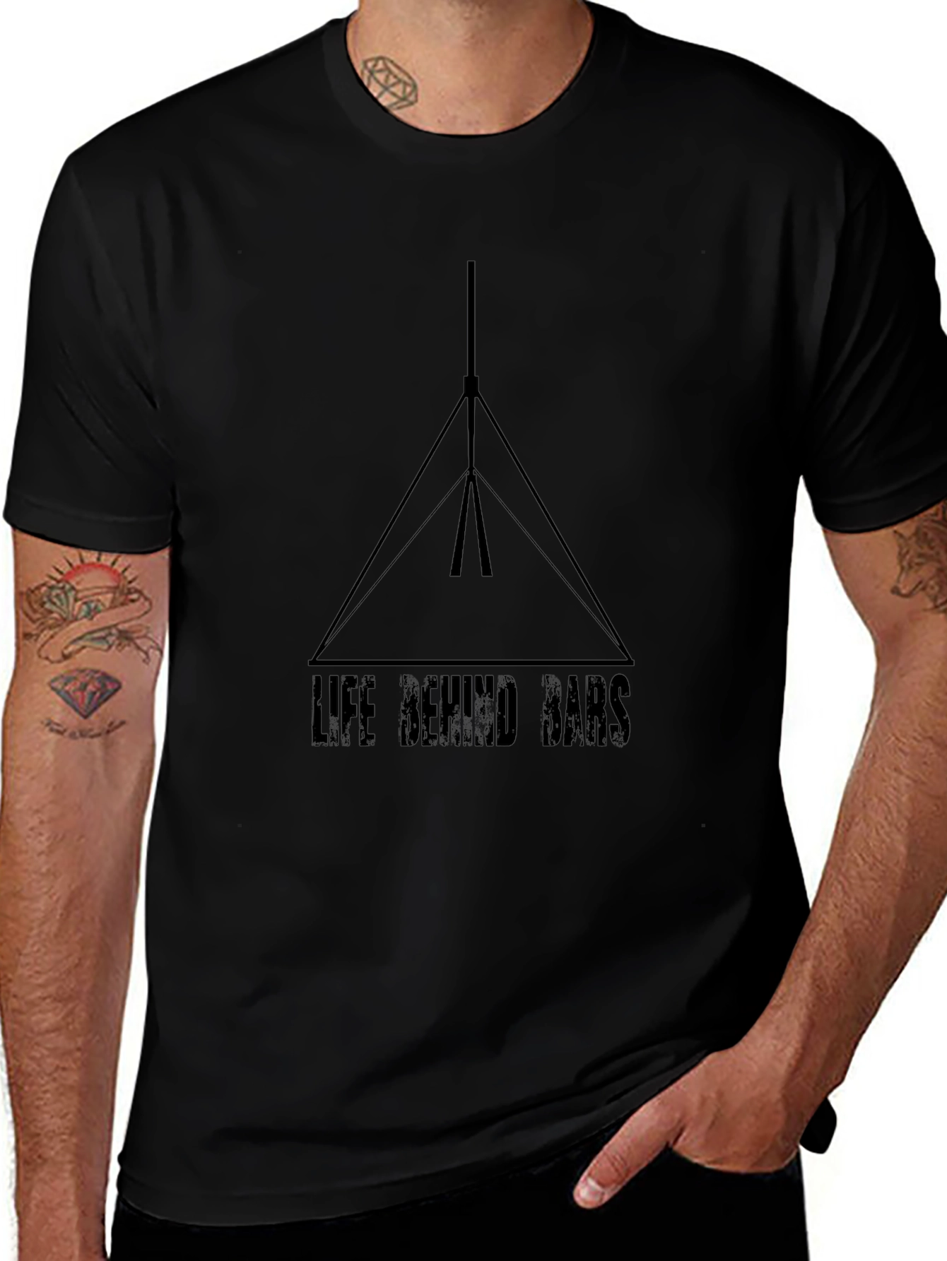 Life Behind Bars Graphic Tee - Black Cotton T-Shirt