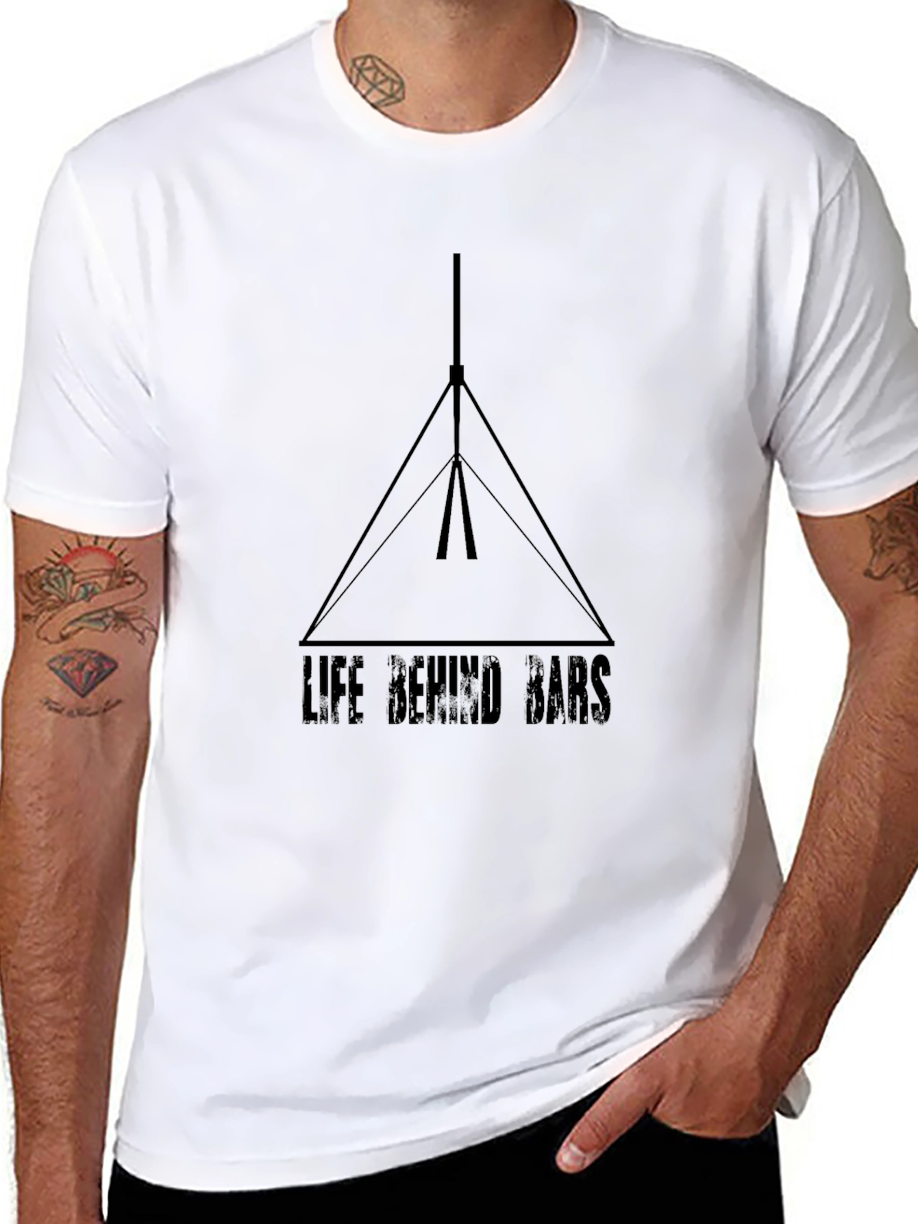 Life Behind Bars Graphic Tee - Black Cotton T-Shirt