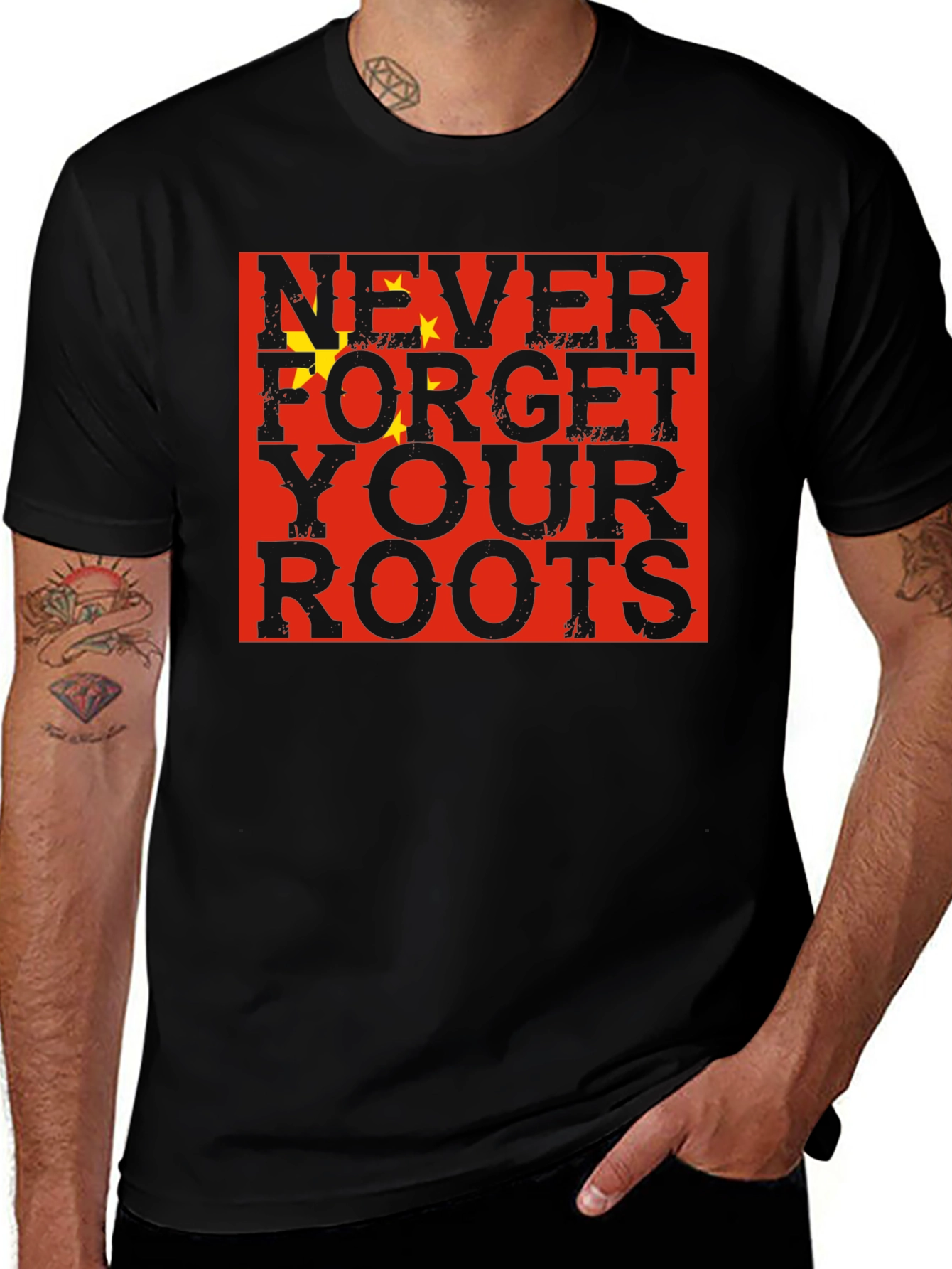 Never Forget Your Roots China Flag Graphic T-Shirt