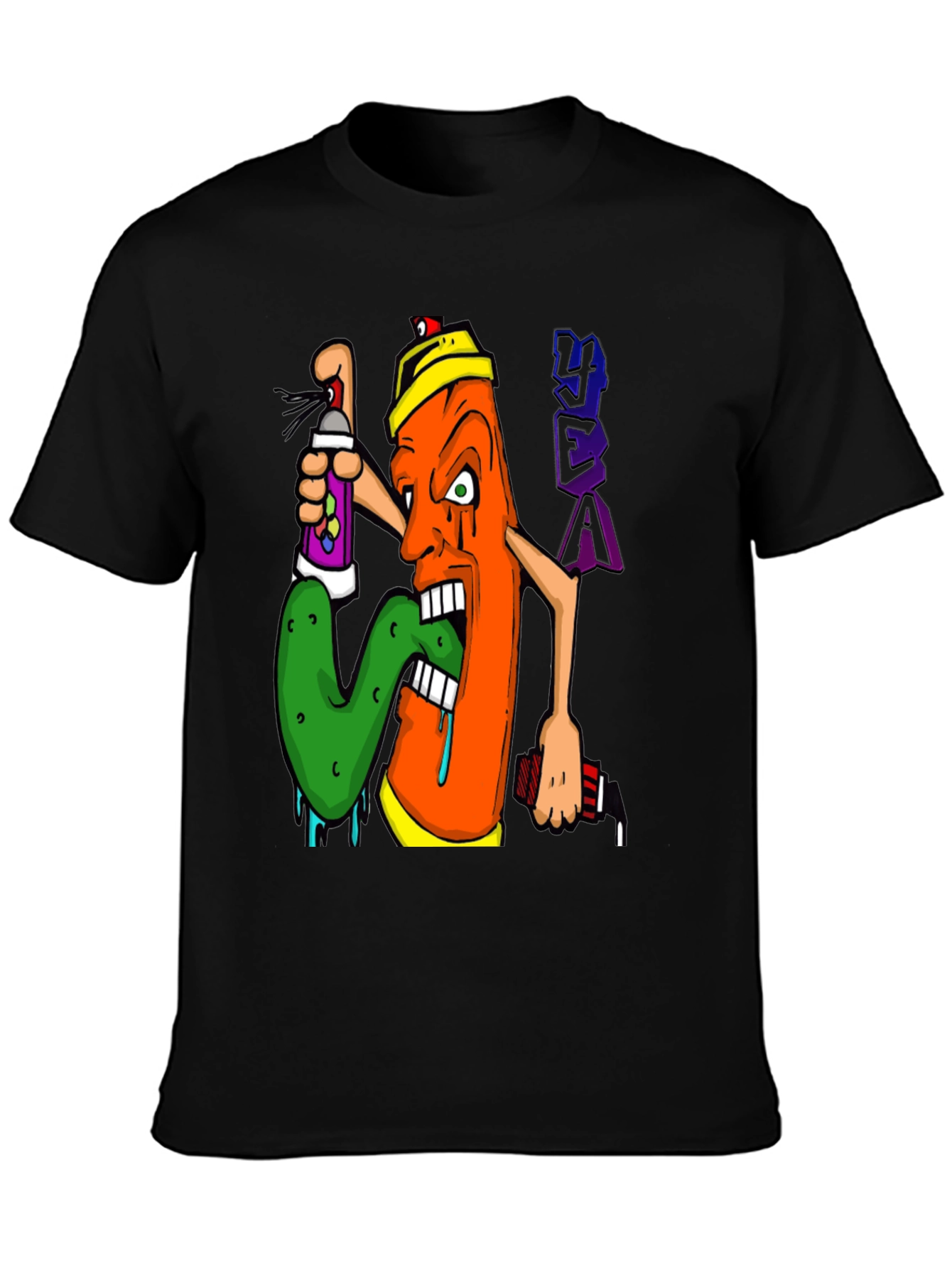 Graffiti Character Black Graphic T-Shirt
