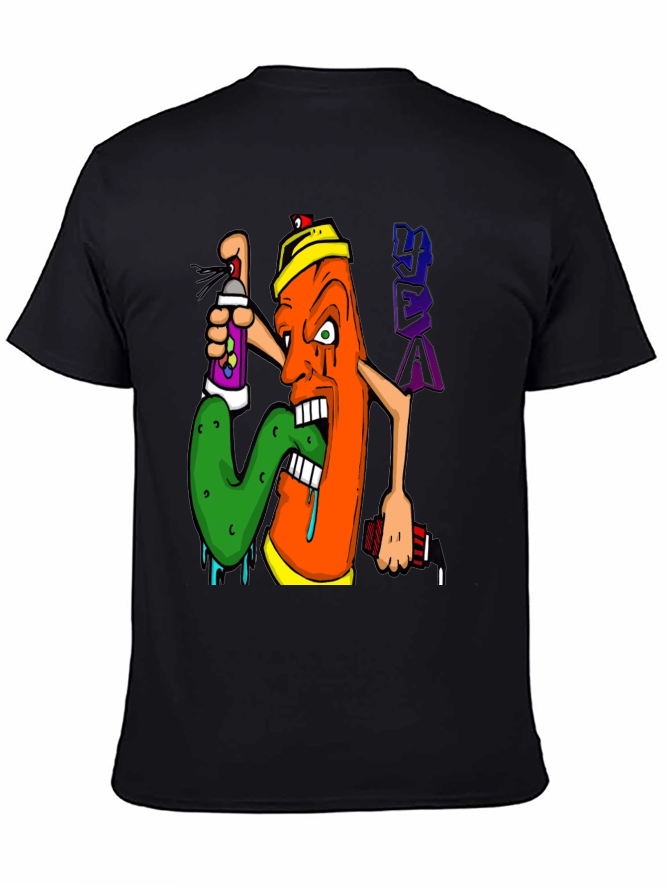 Graffiti Character Black Graphic T-Shirt
