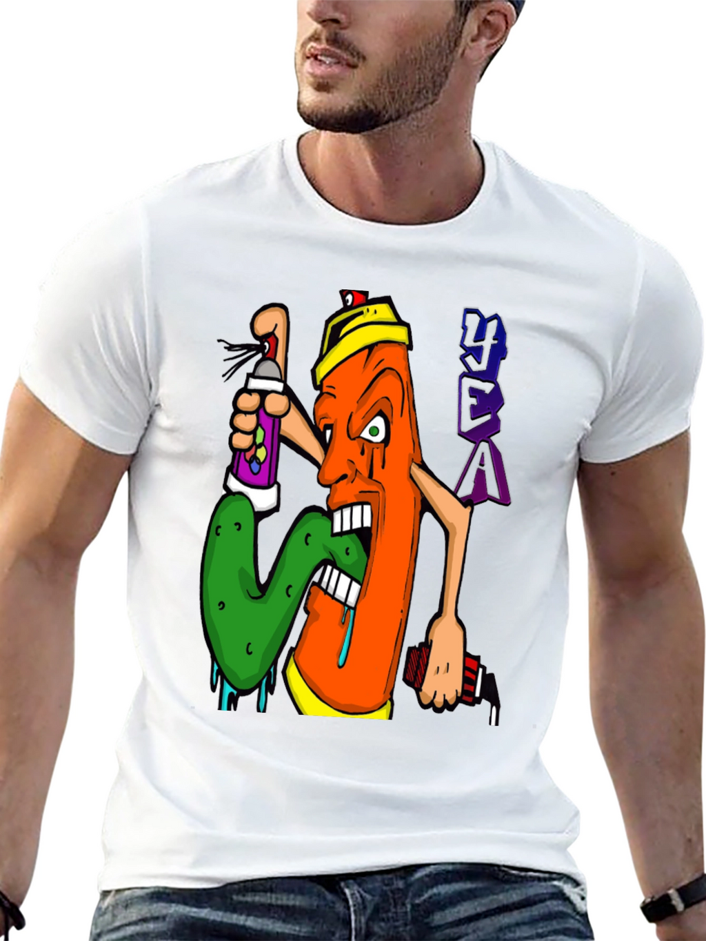 Graffiti Character Black Graphic T-Shirt