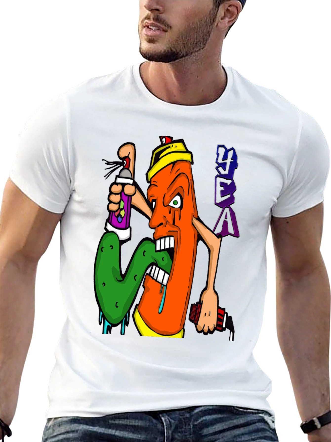 Graffiti Character Black Graphic T-Shirt
