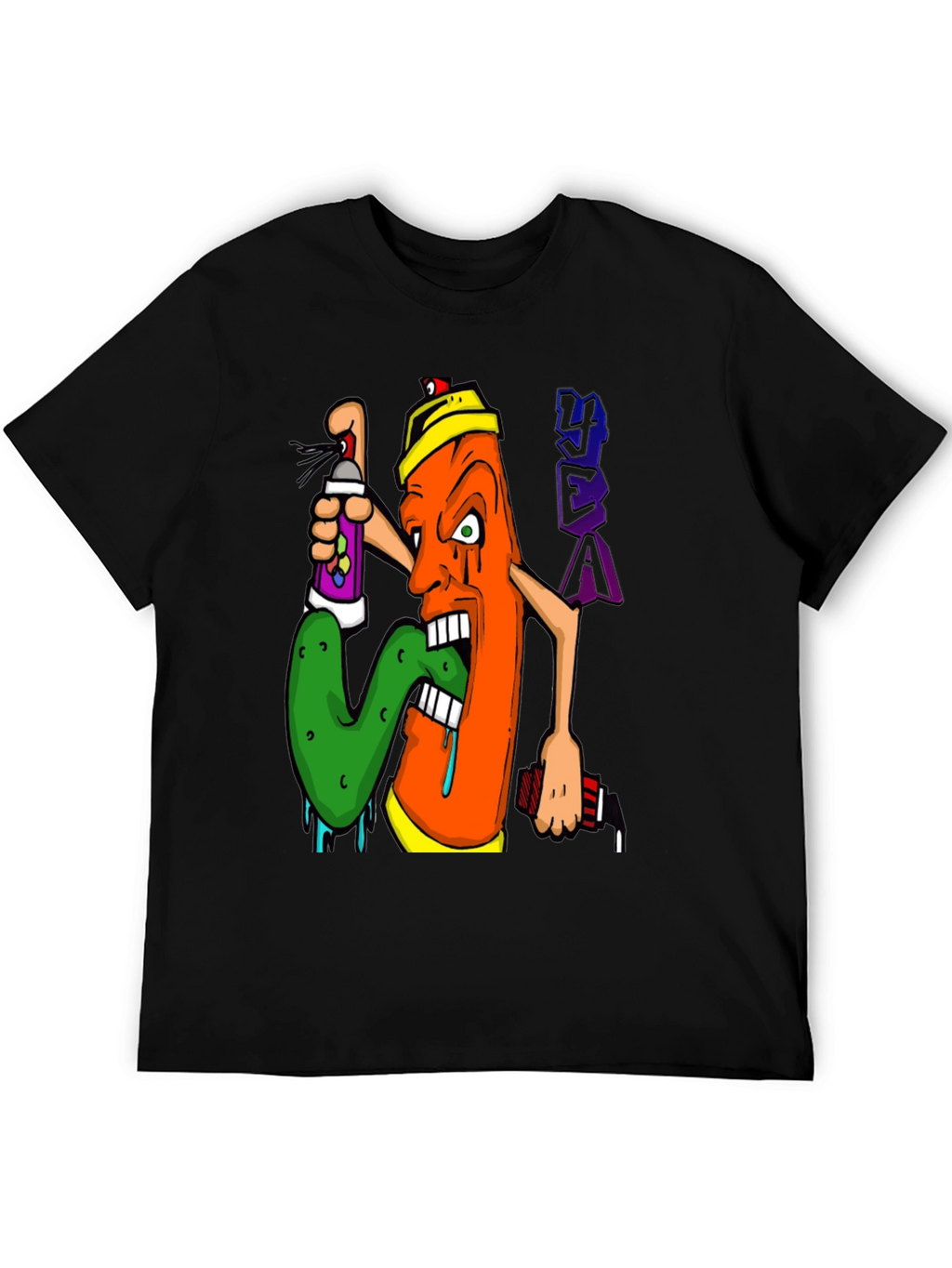 Graffiti Character Black Graphic T-Shirt