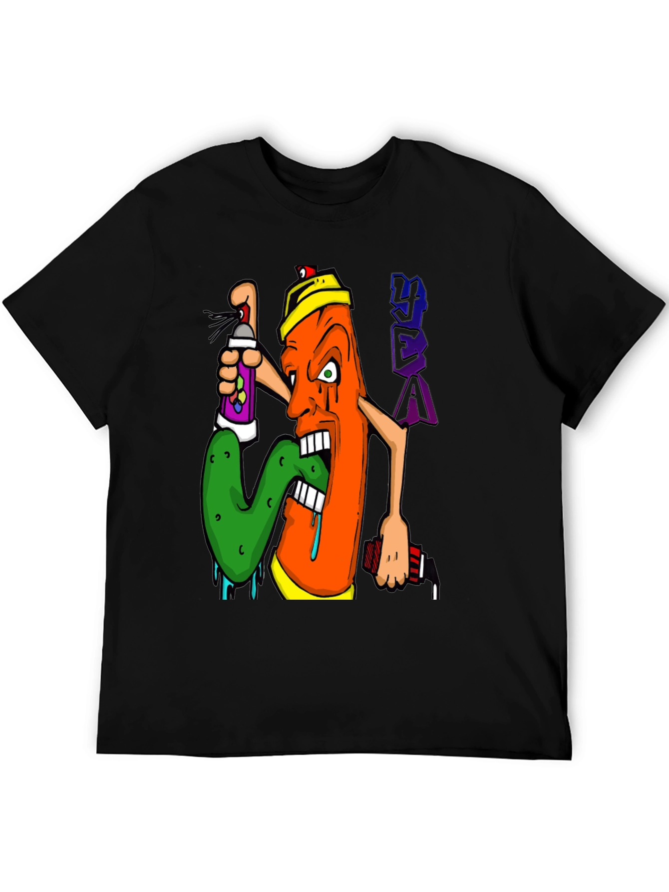 Graffiti Character Black Graphic T-Shirt