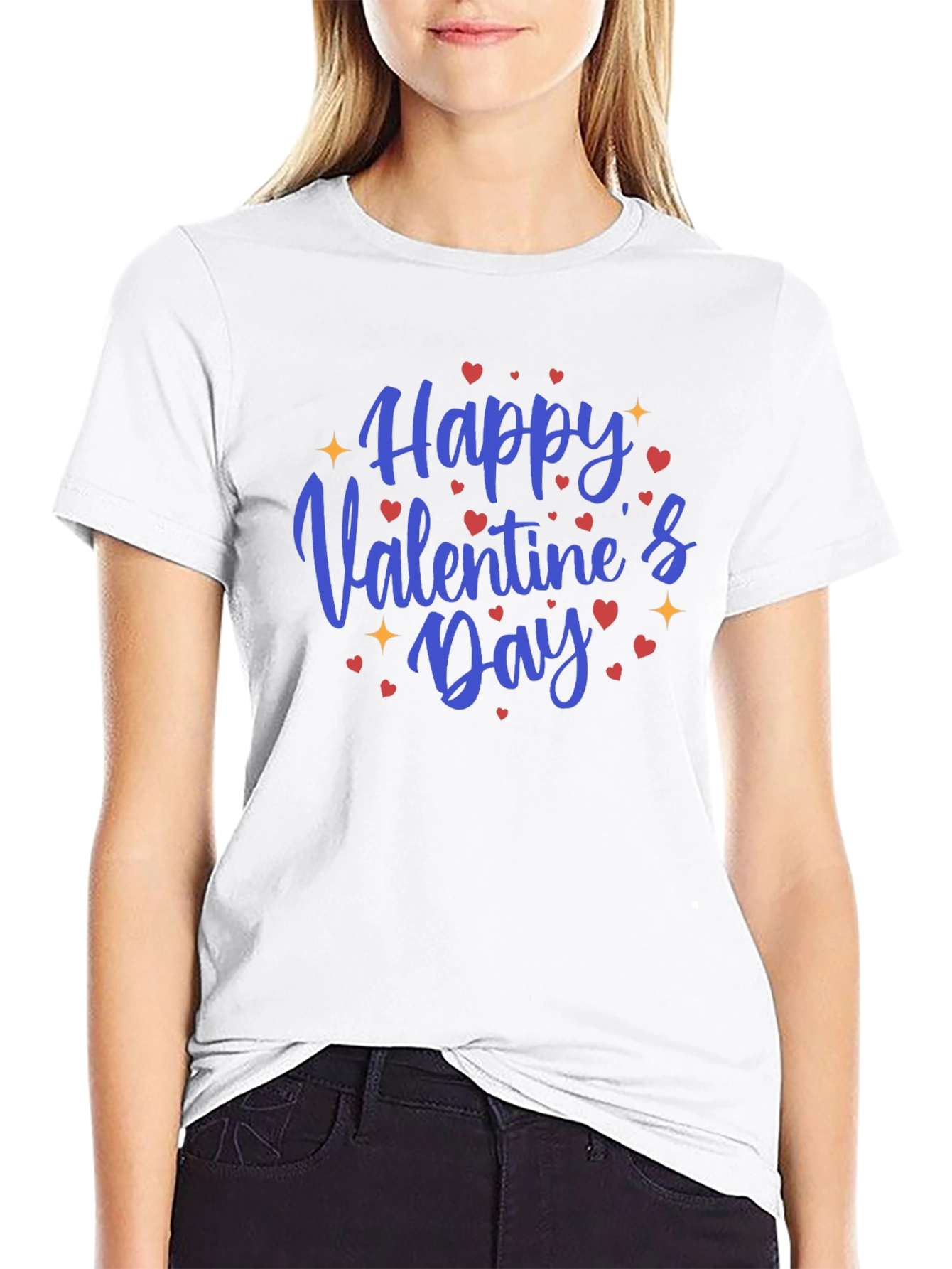 Happy Valentines Day Black Graphic Tee