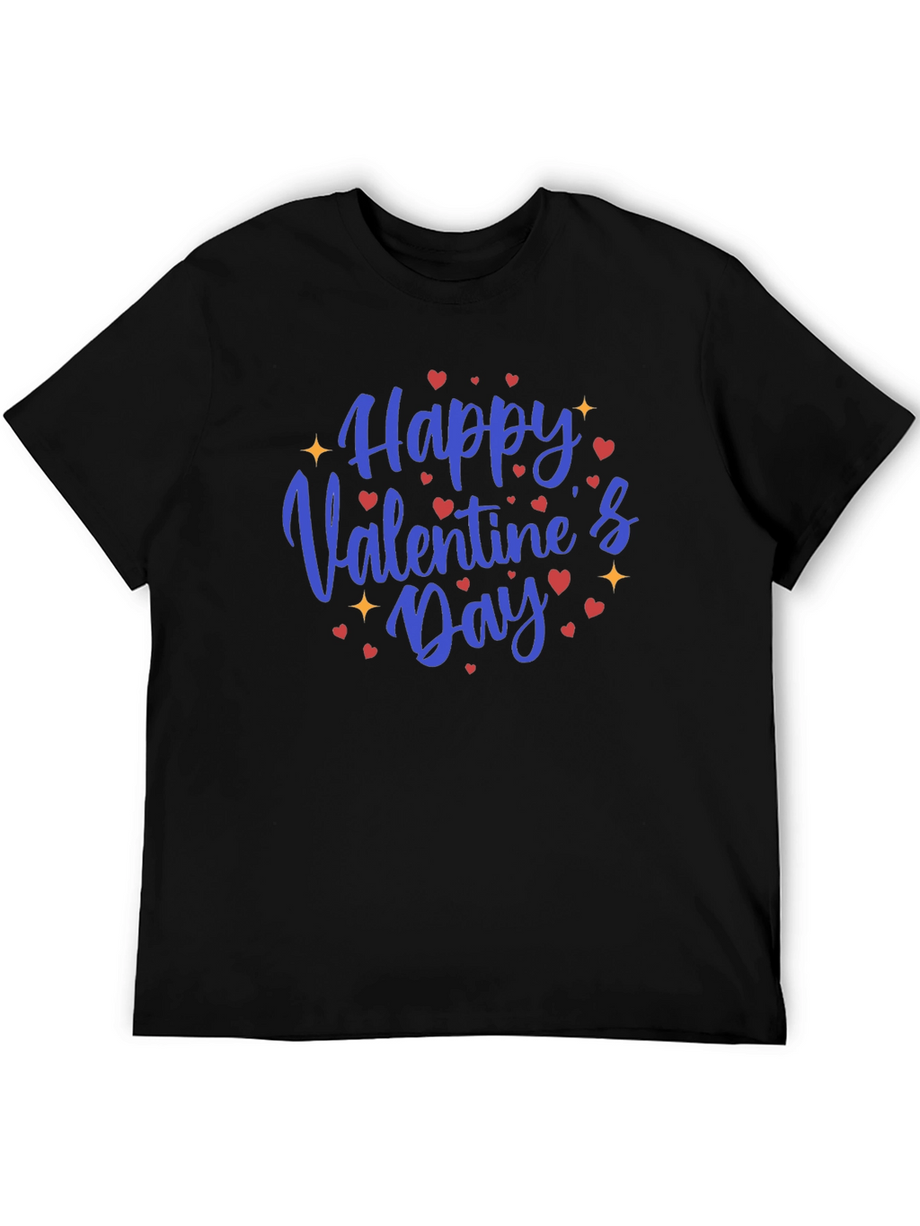 Happy Valentines Day Black Graphic Tee