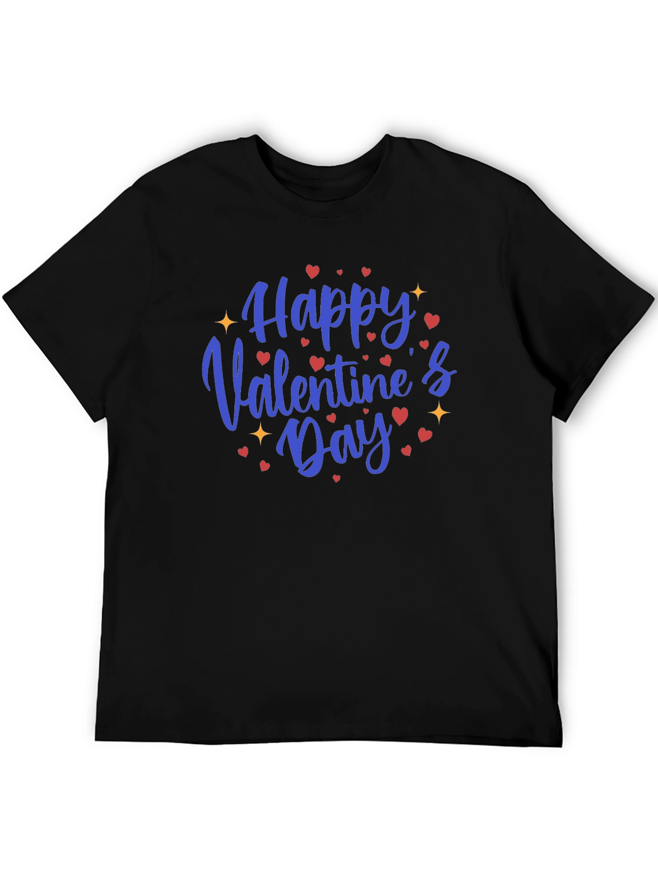 Happy Valentines Day Black Graphic Tee