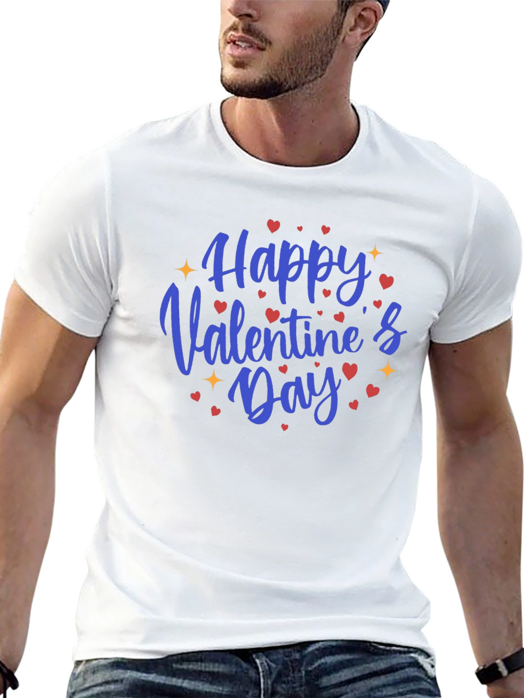 Happy Valentines Day Black Graphic Tee