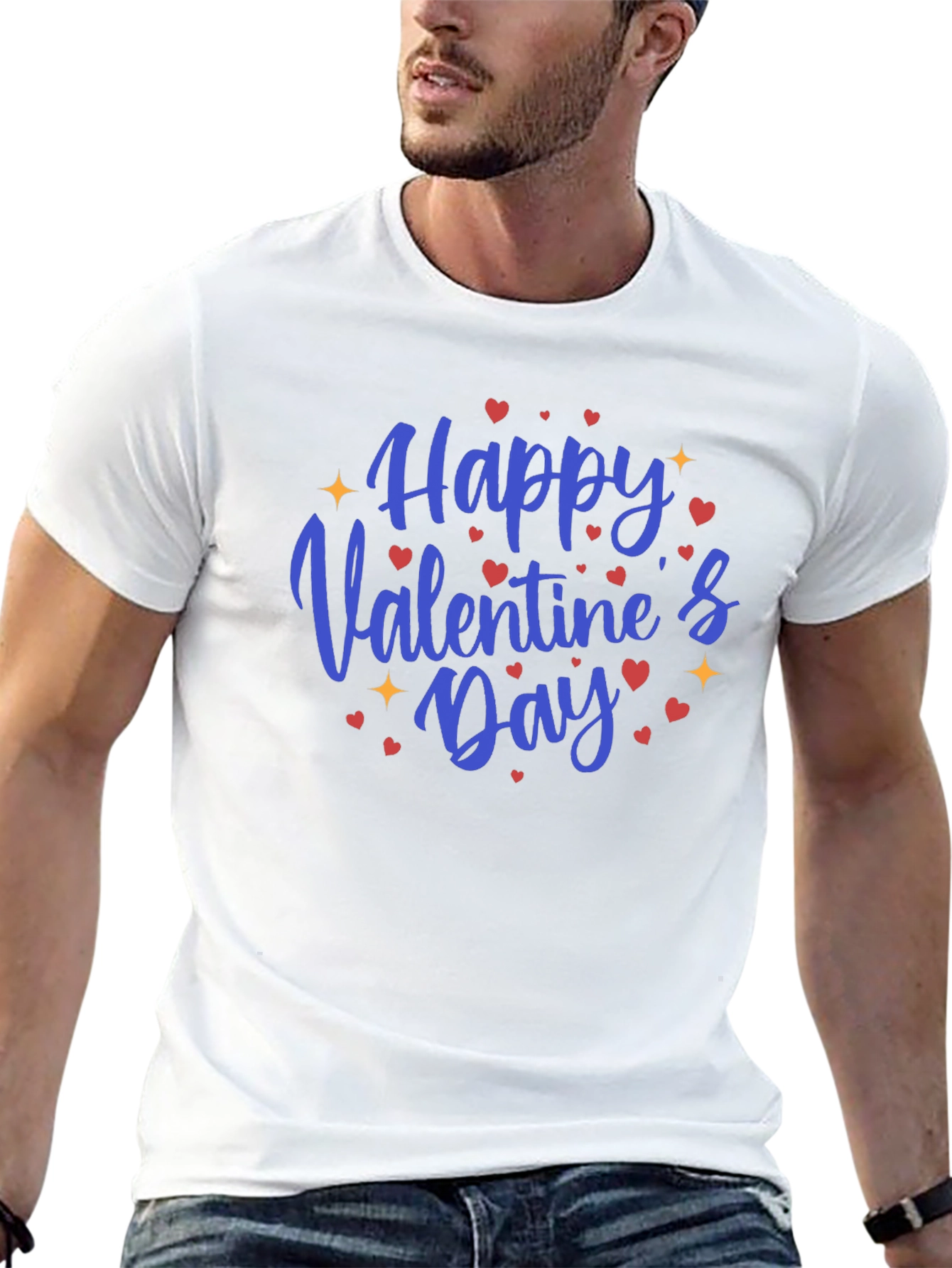 Happy Valentines Day Black Graphic Tee
