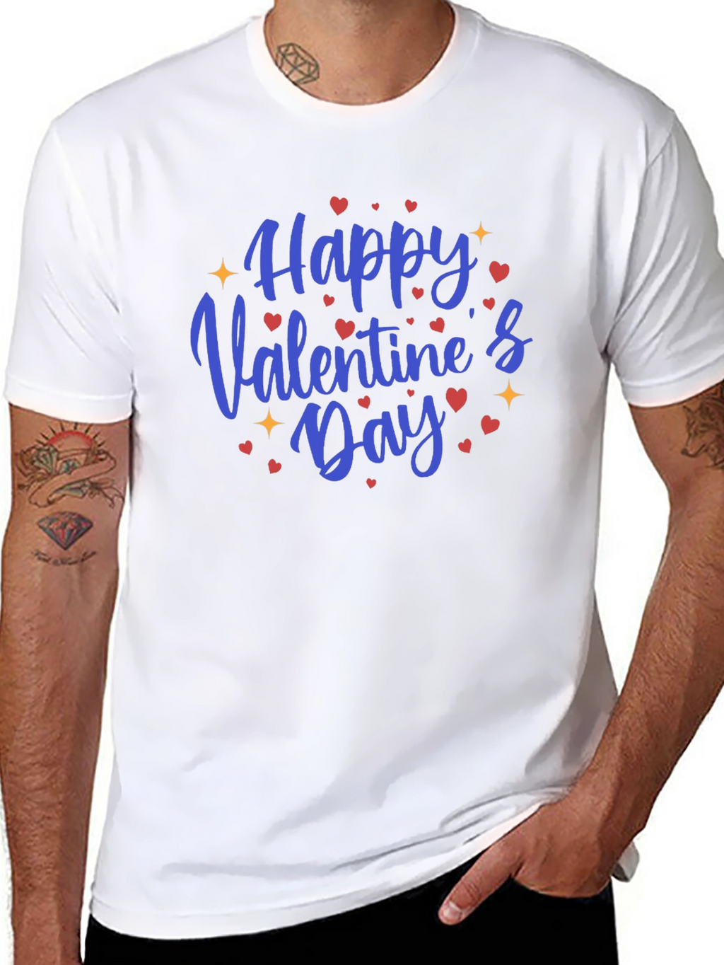 Happy Valentines Day Black Graphic Tee