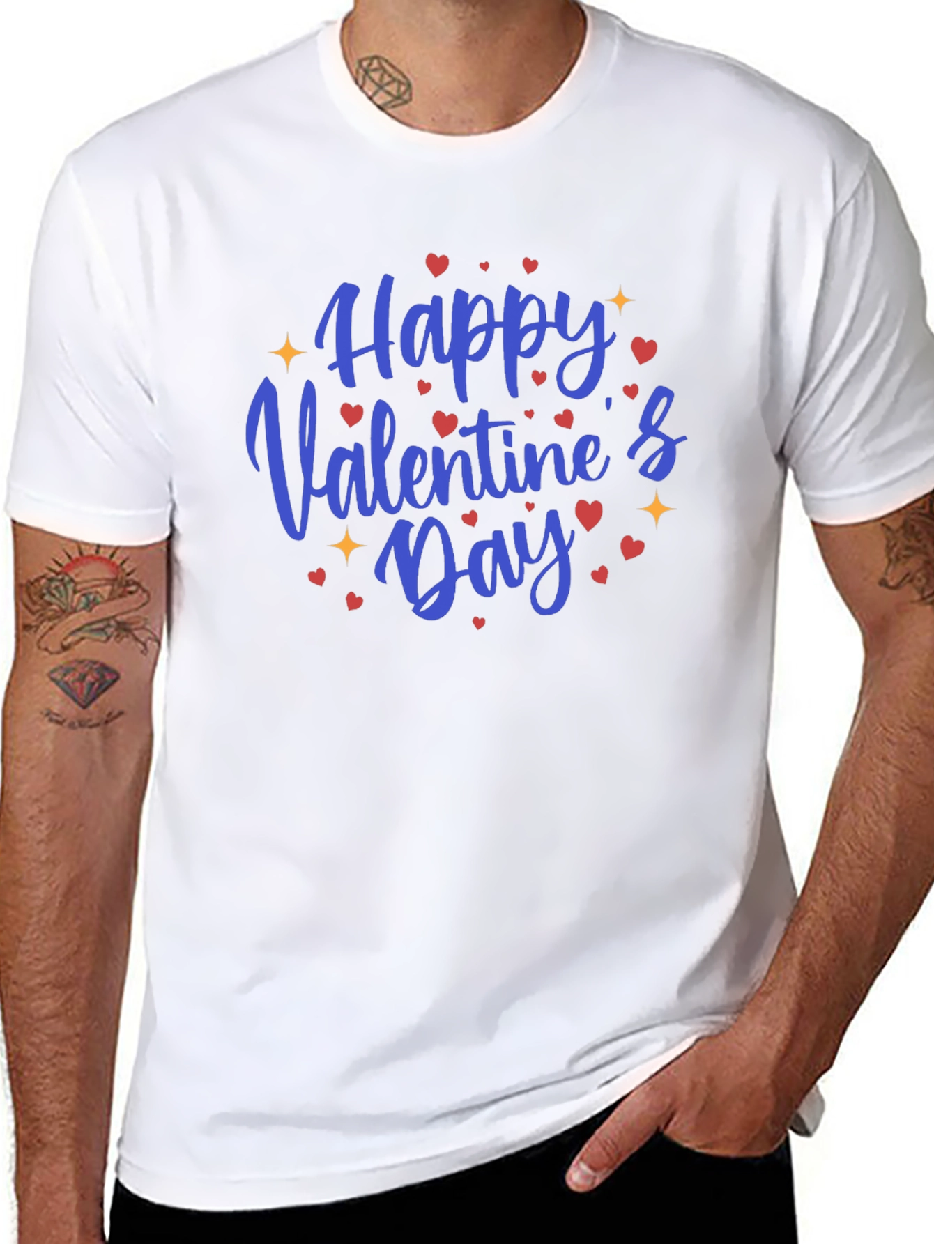 Happy Valentines Day Black Graphic Tee