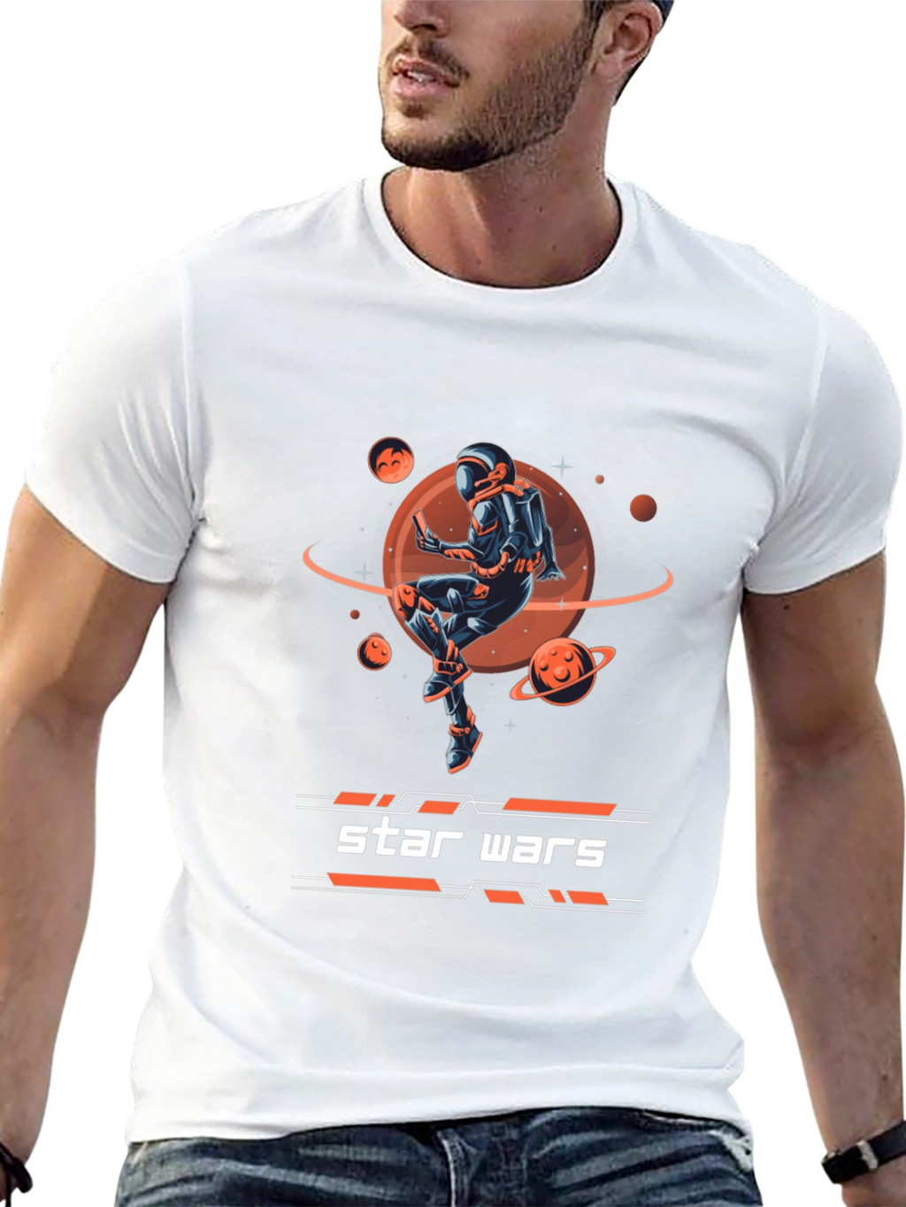 Star Wars Spaceman Graphic Print Black T-Shirt
