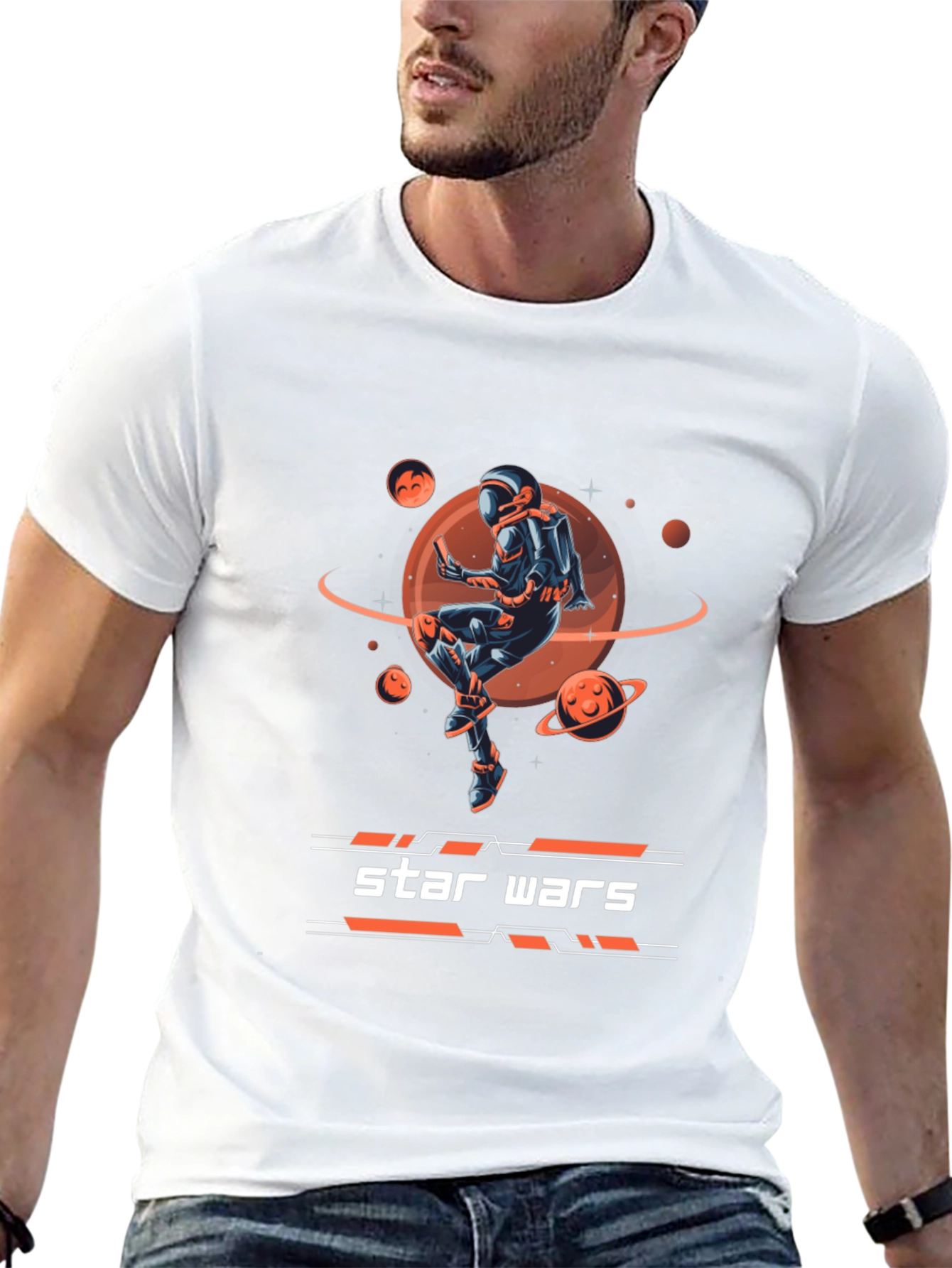 Star Wars Spaceman Graphic Print Black T-Shirt