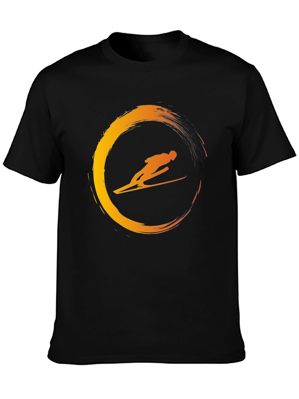 Mens Black T-Shirt with Skier Graphic