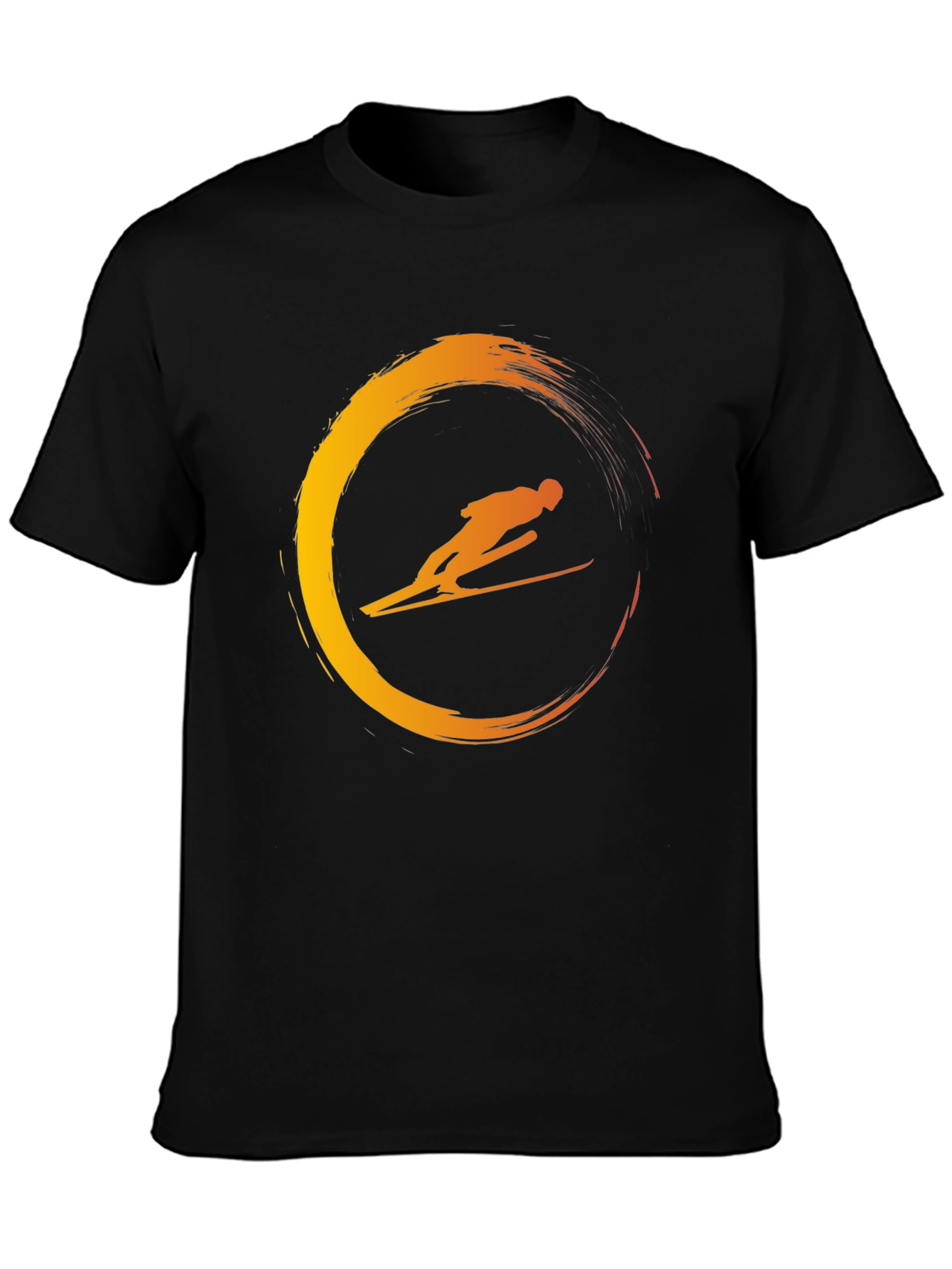 Mens Black T-Shirt with Skier Graphic