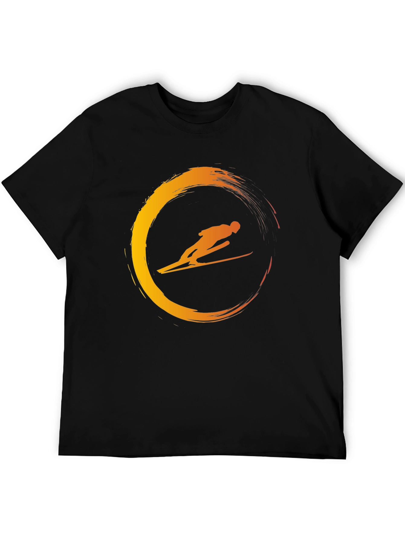Mens Black T-Shirt with Skier Graphic