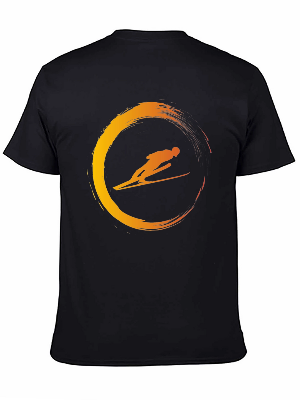 Mens Black T-Shirt with Skier Graphic