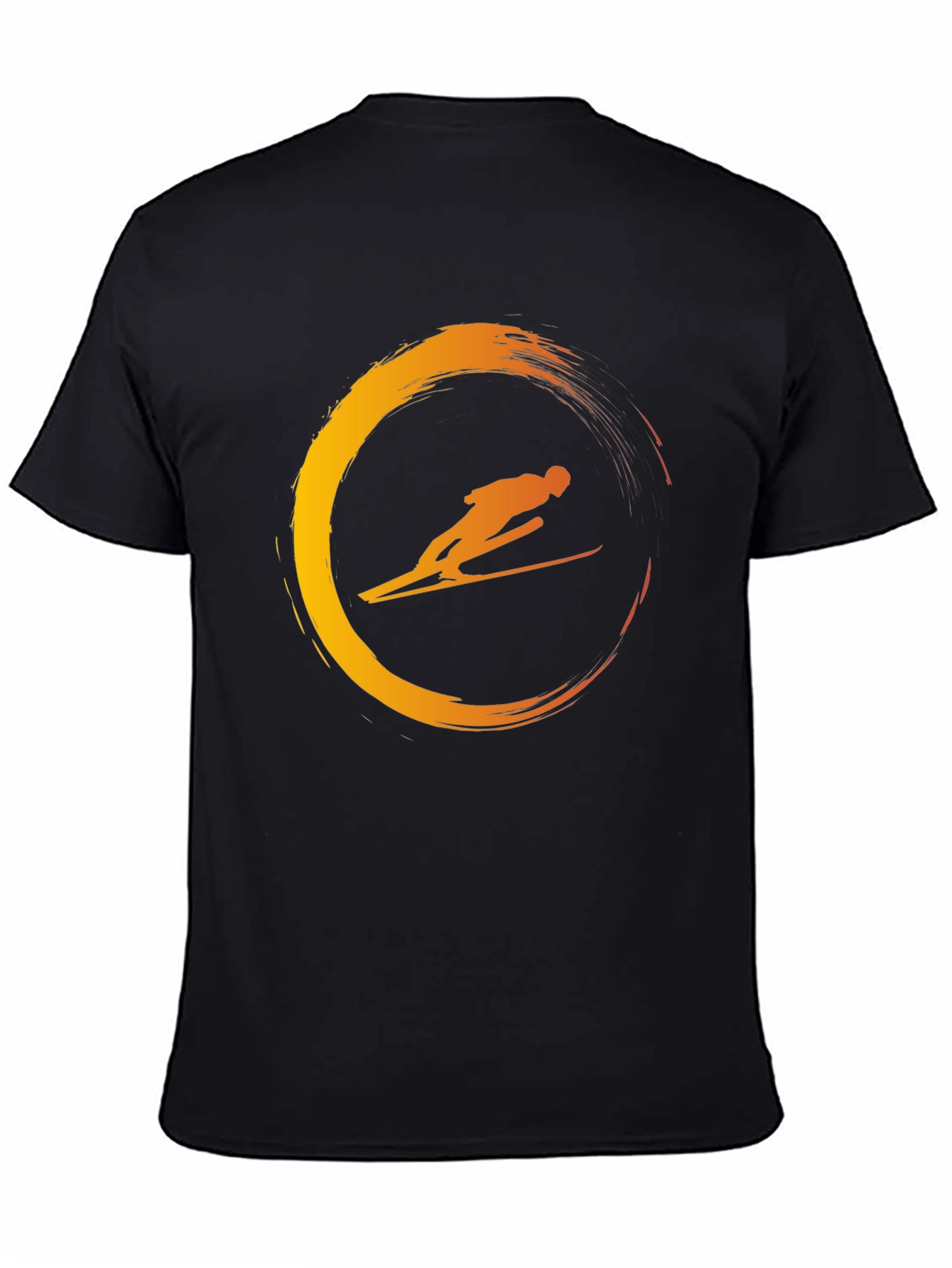 Mens Black T-Shirt with Skier Graphic