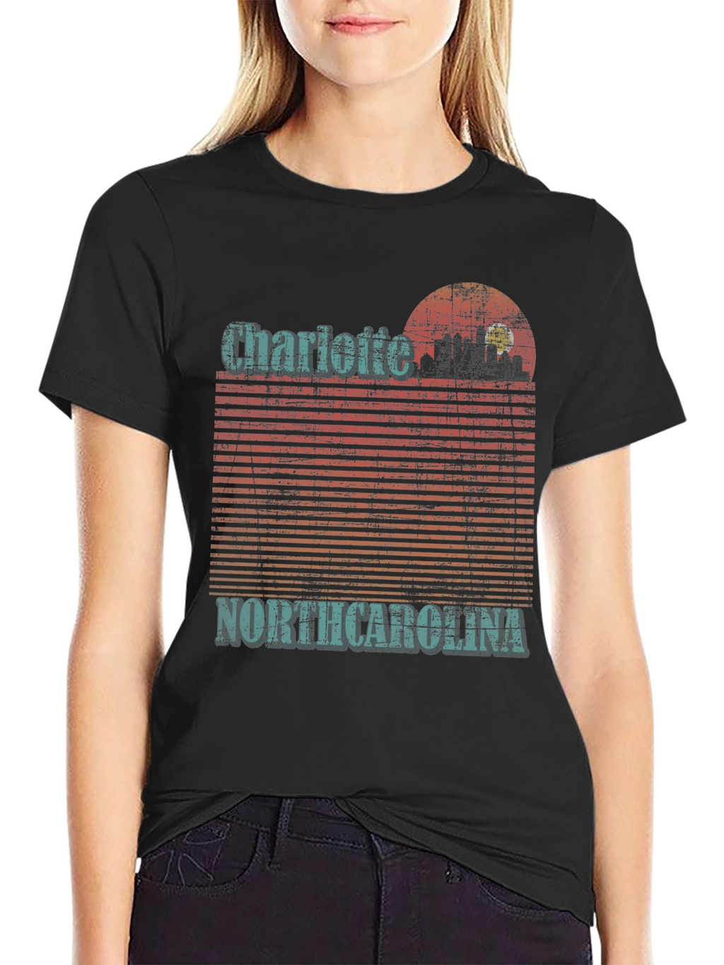 Charlotte North Carolina Skyline Graphic T-Shirt