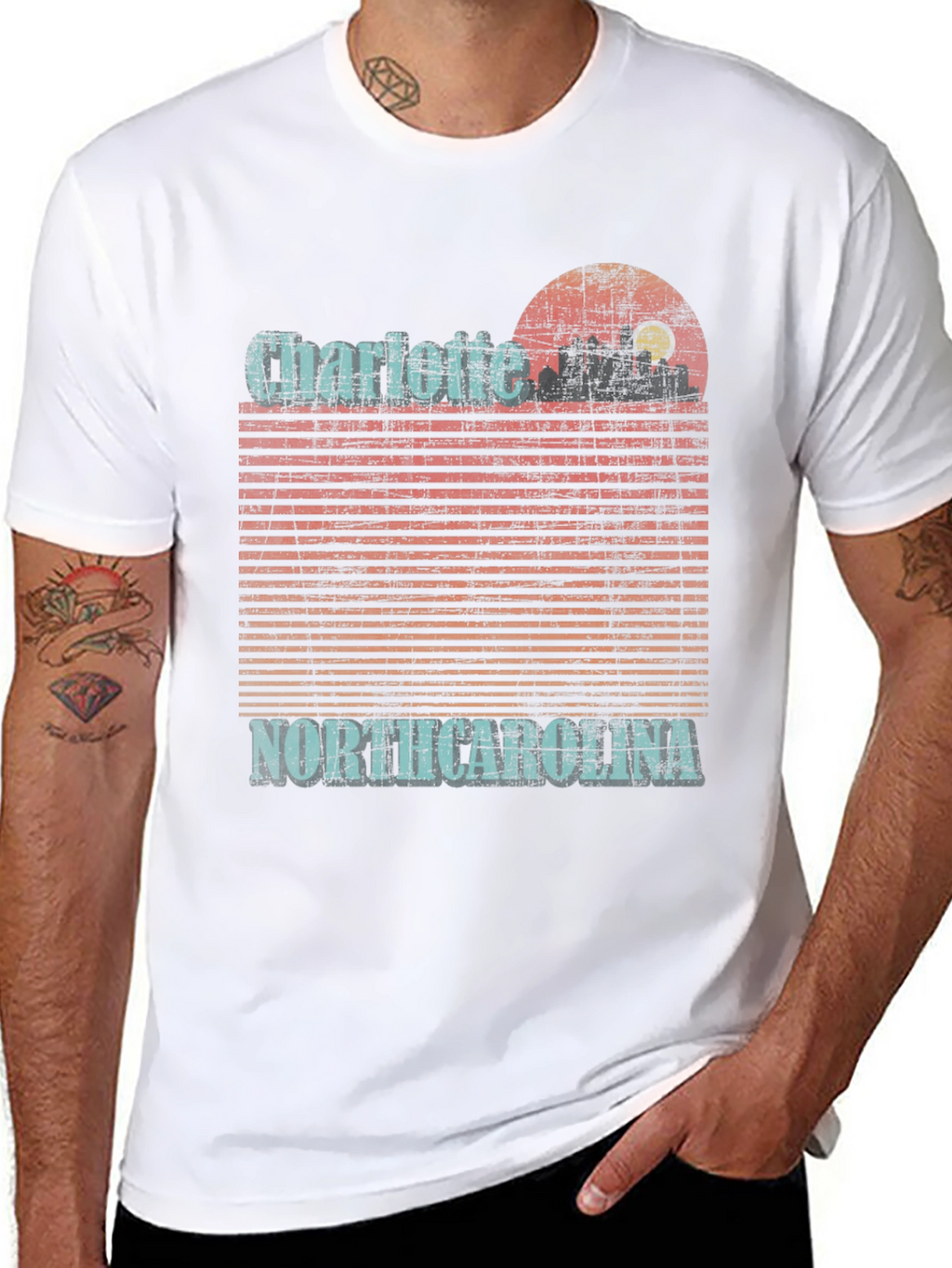 Charlotte North Carolina Skyline Graphic T-Shirt