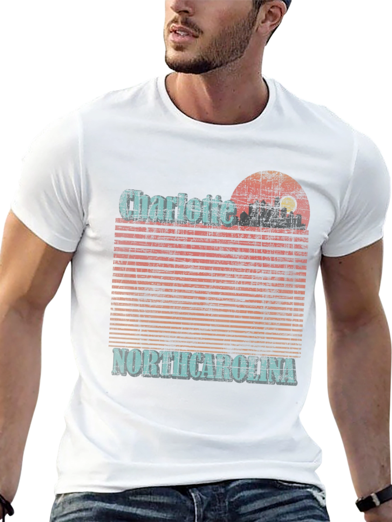 Charlotte North Carolina Skyline Graphic T-Shirt