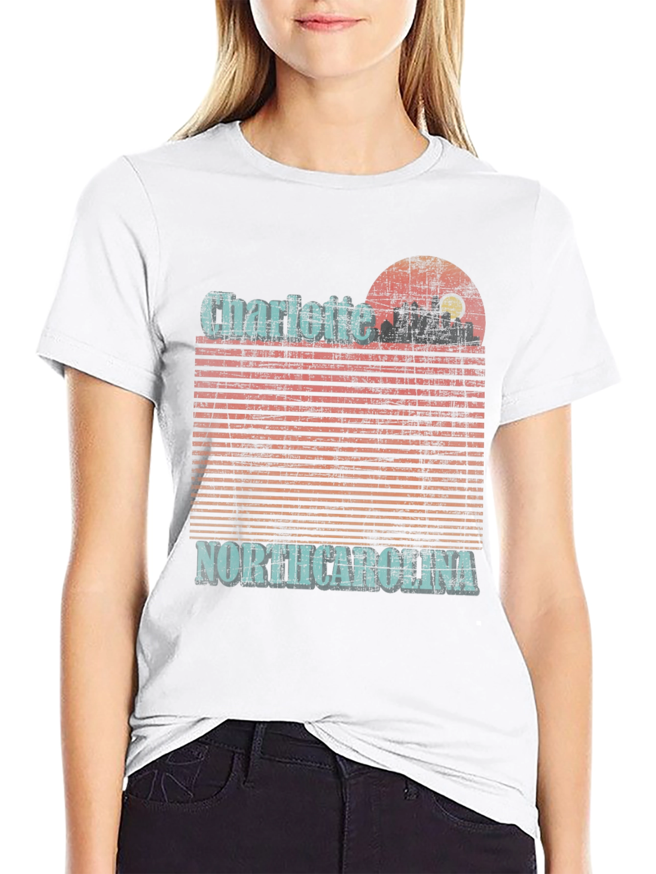 Charlotte North Carolina Skyline Graphic T-Shirt