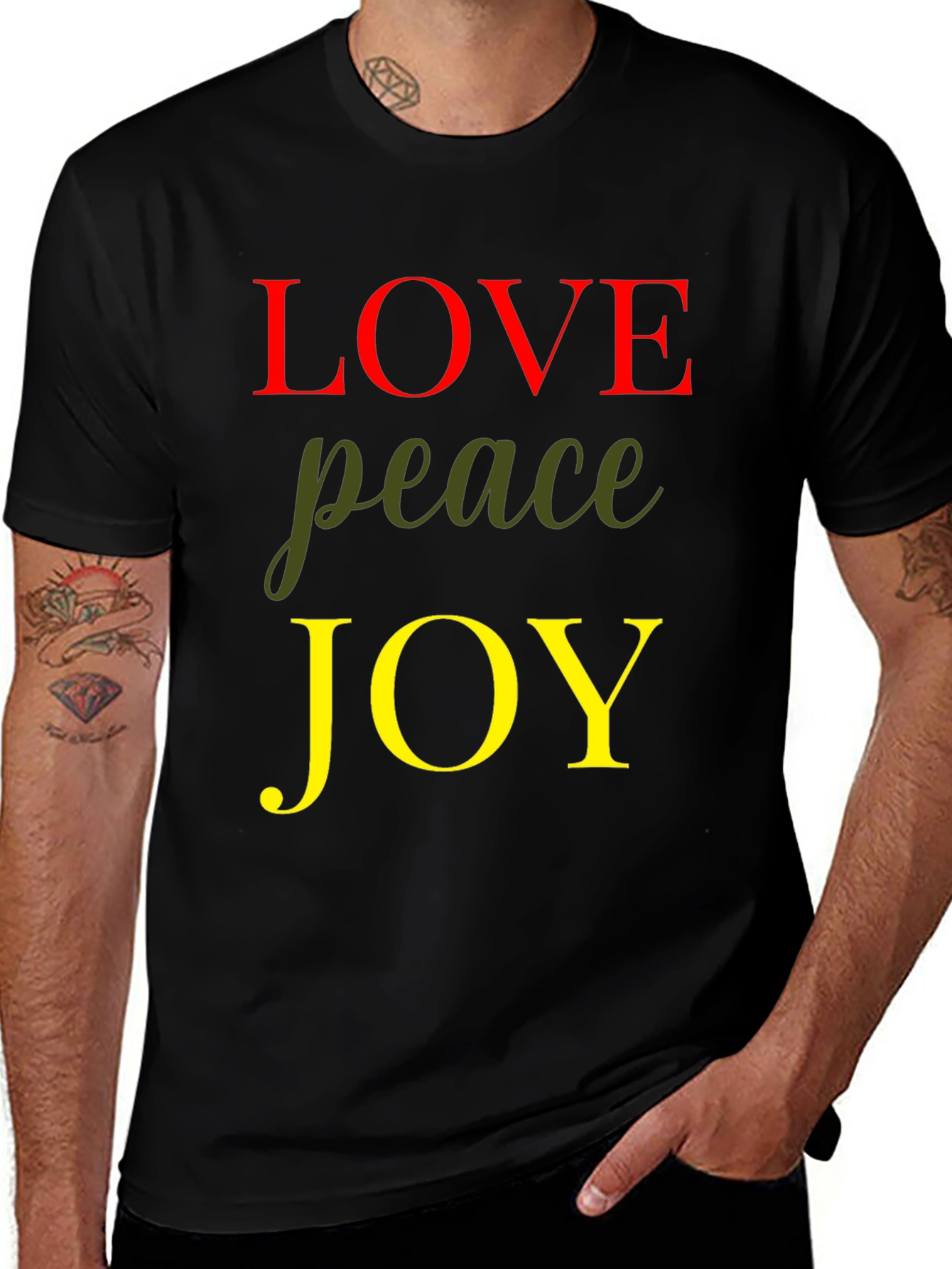 Love Peace Joy Graphic Tee - Black