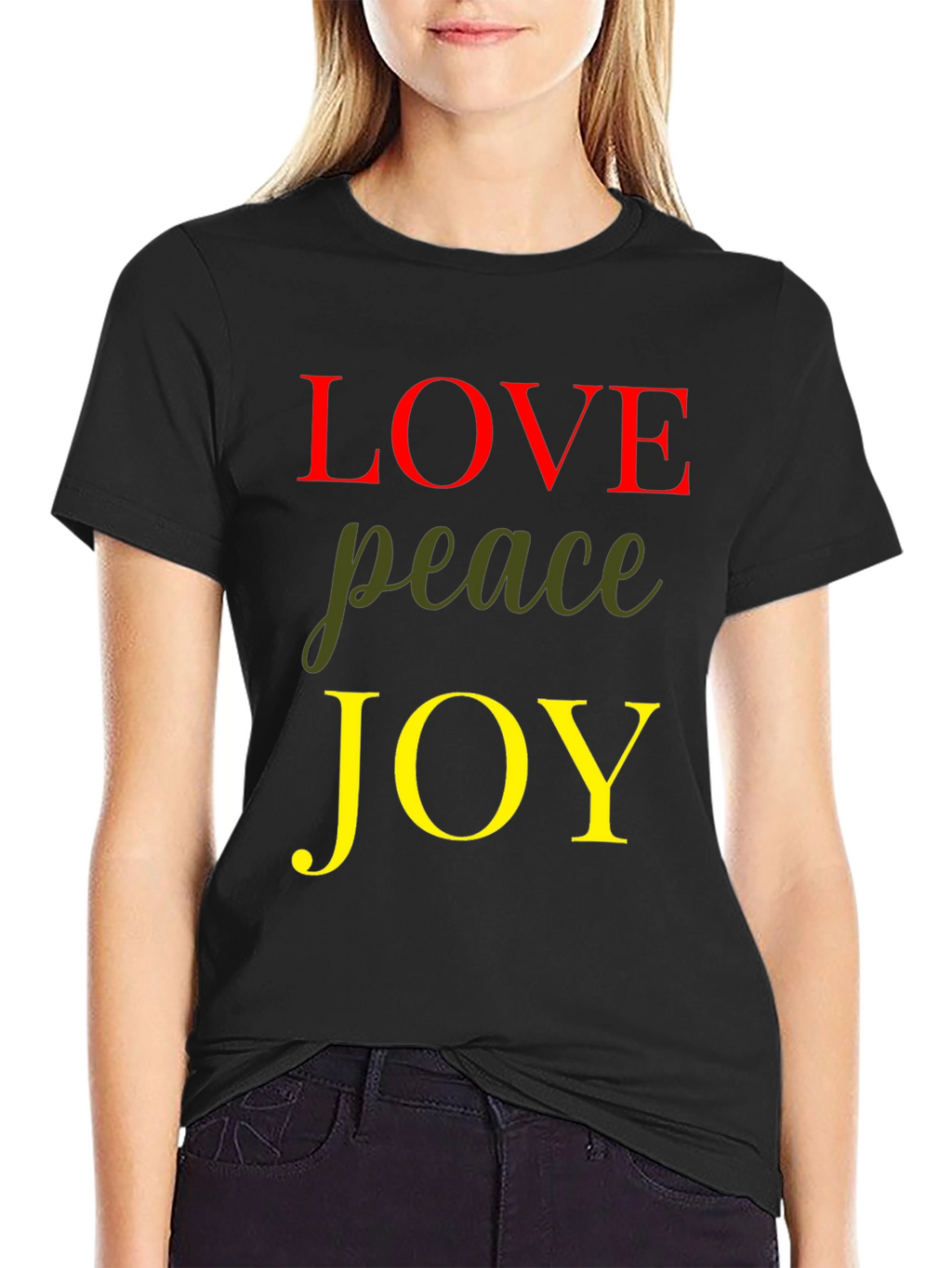 Love Peace Joy Graphic Tee - Black
