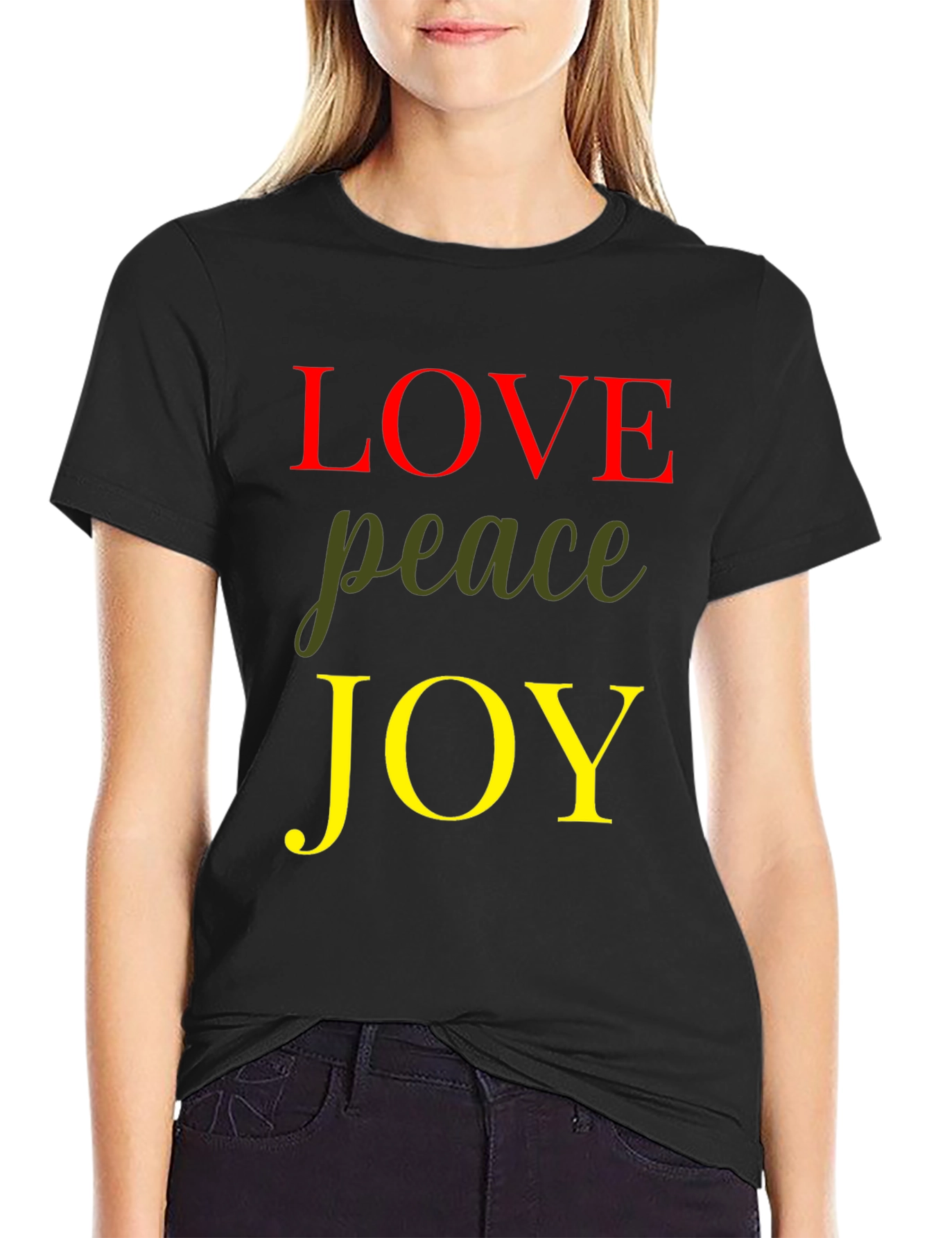 Love Peace Joy Graphic Tee - Black