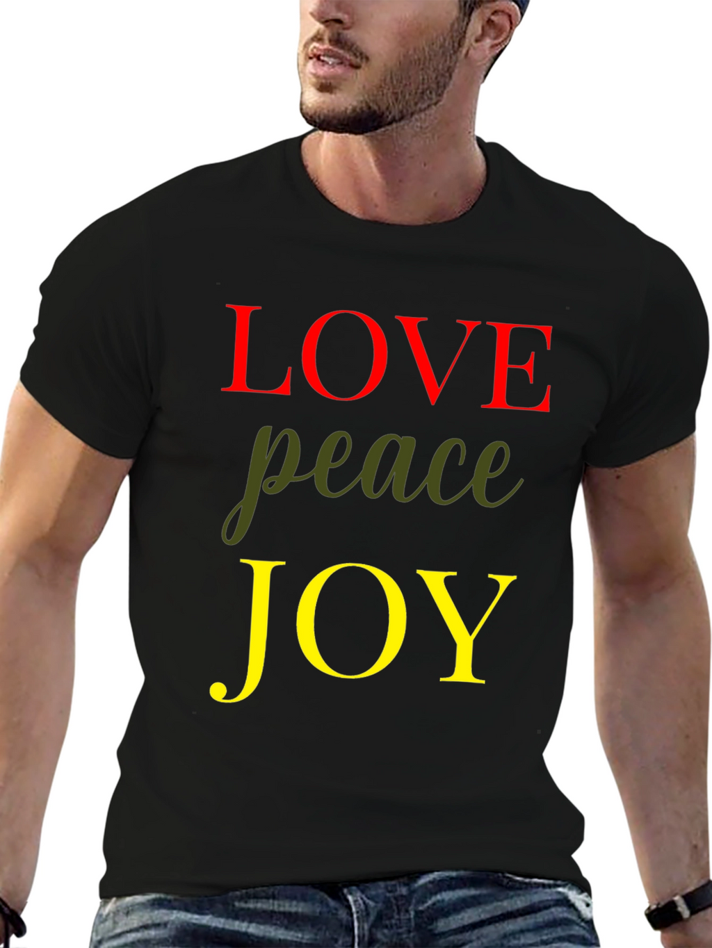 Love Peace Joy Graphic Tee - Black