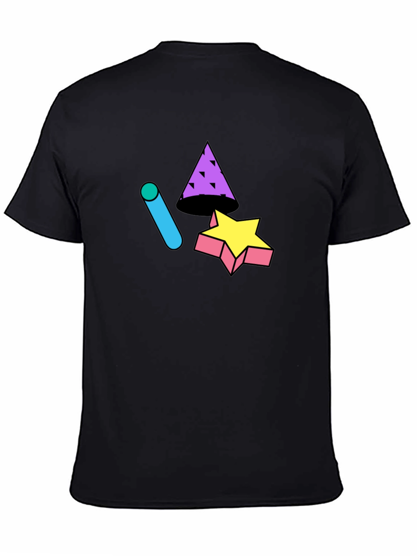 Retro 90s Geometric T-Shirt - Black
