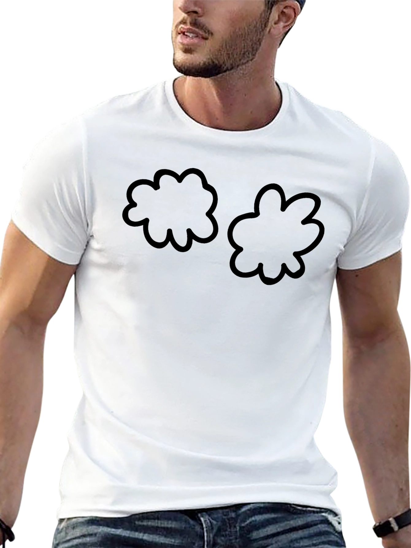Cartoon Cloud Graphic Black T-Shirt