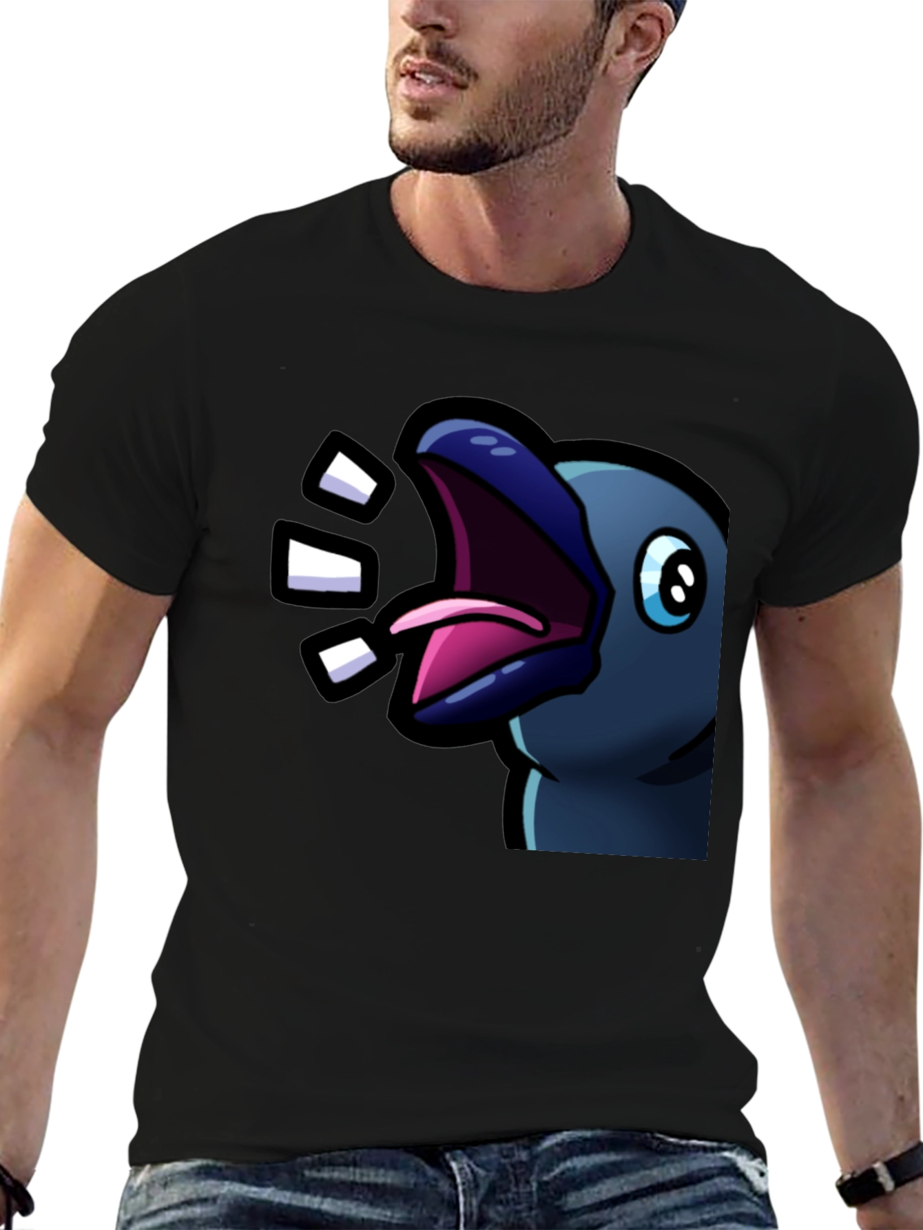 Raven T-Shirt - Expressive Cartoon Bird Design