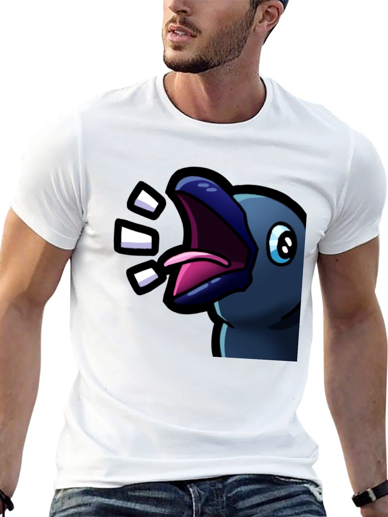 Raven T-Shirt - Expressive Cartoon Bird Design