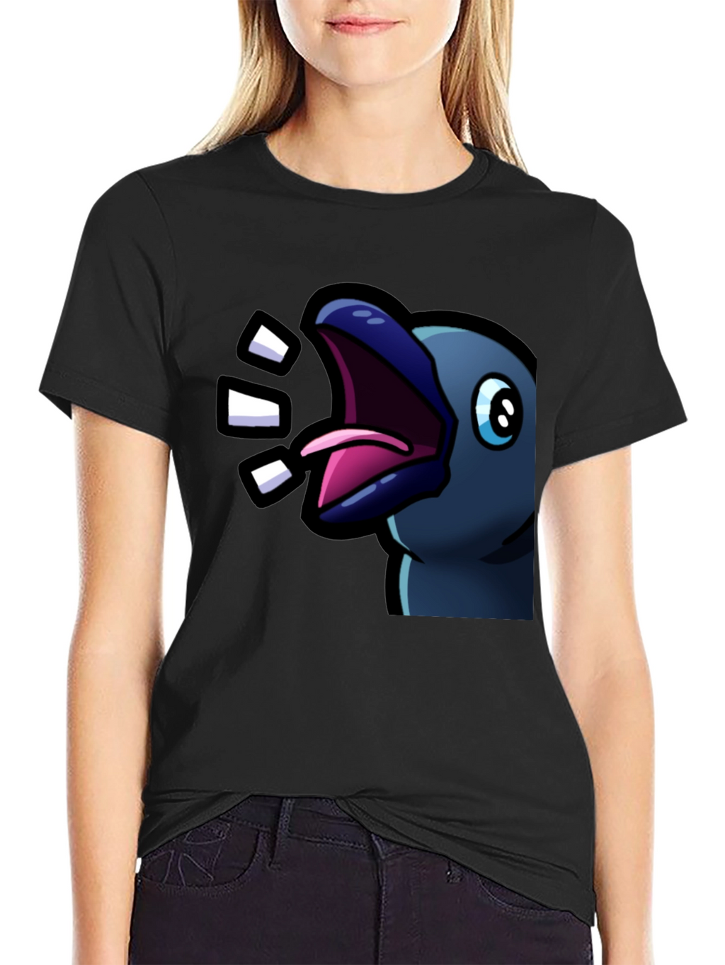 Raven T-Shirt - Expressive Cartoon Bird Design