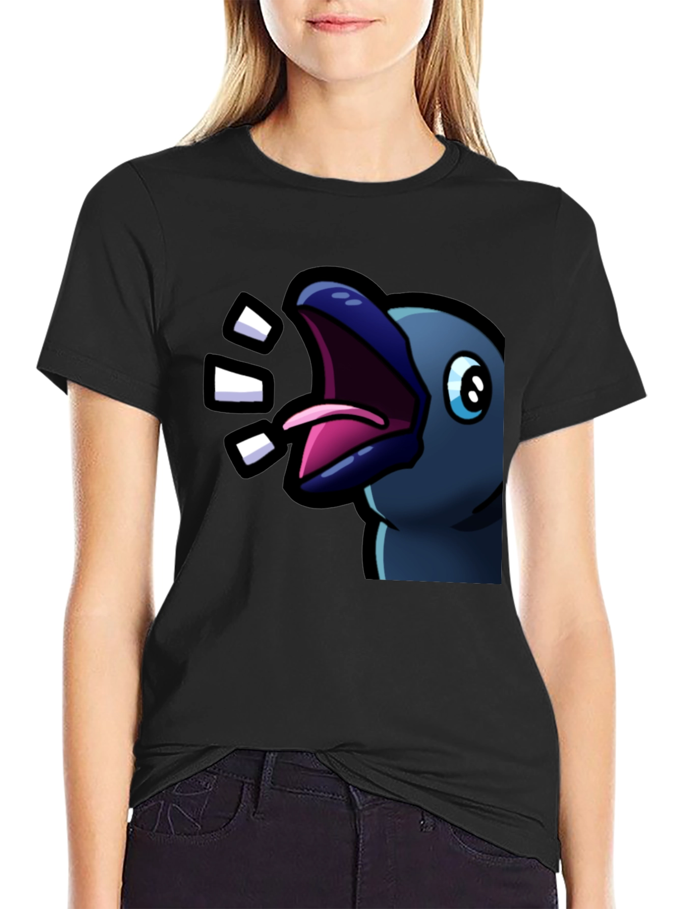 Raven T-Shirt - Expressive Cartoon Bird Design