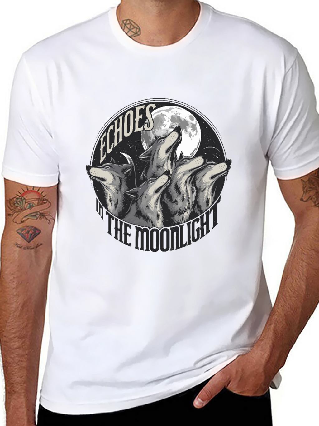 Echoes in the Moonlight Wolves Graphic T-Shirt