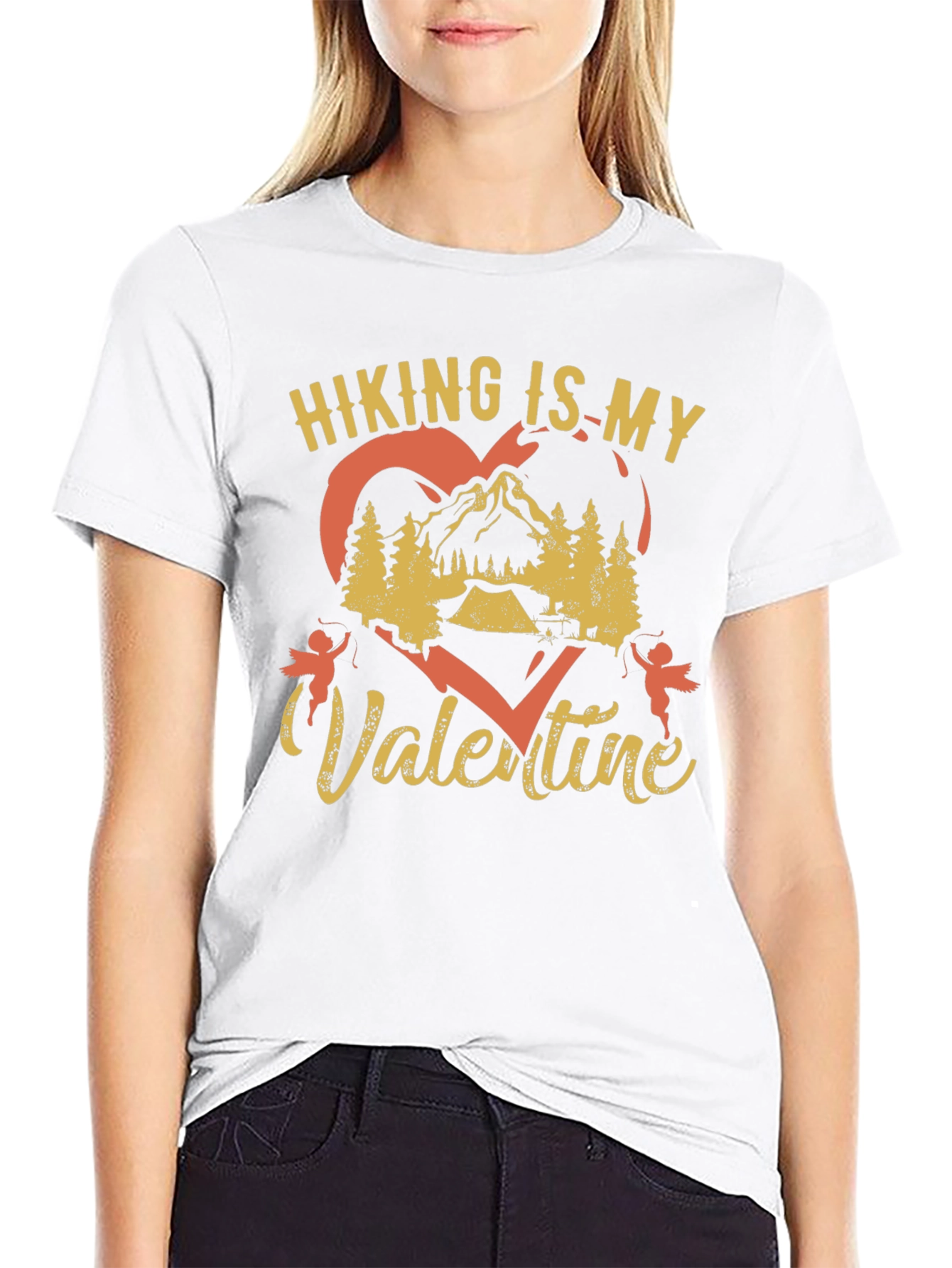 Hiking Is My Valentine Black Graphic Tee