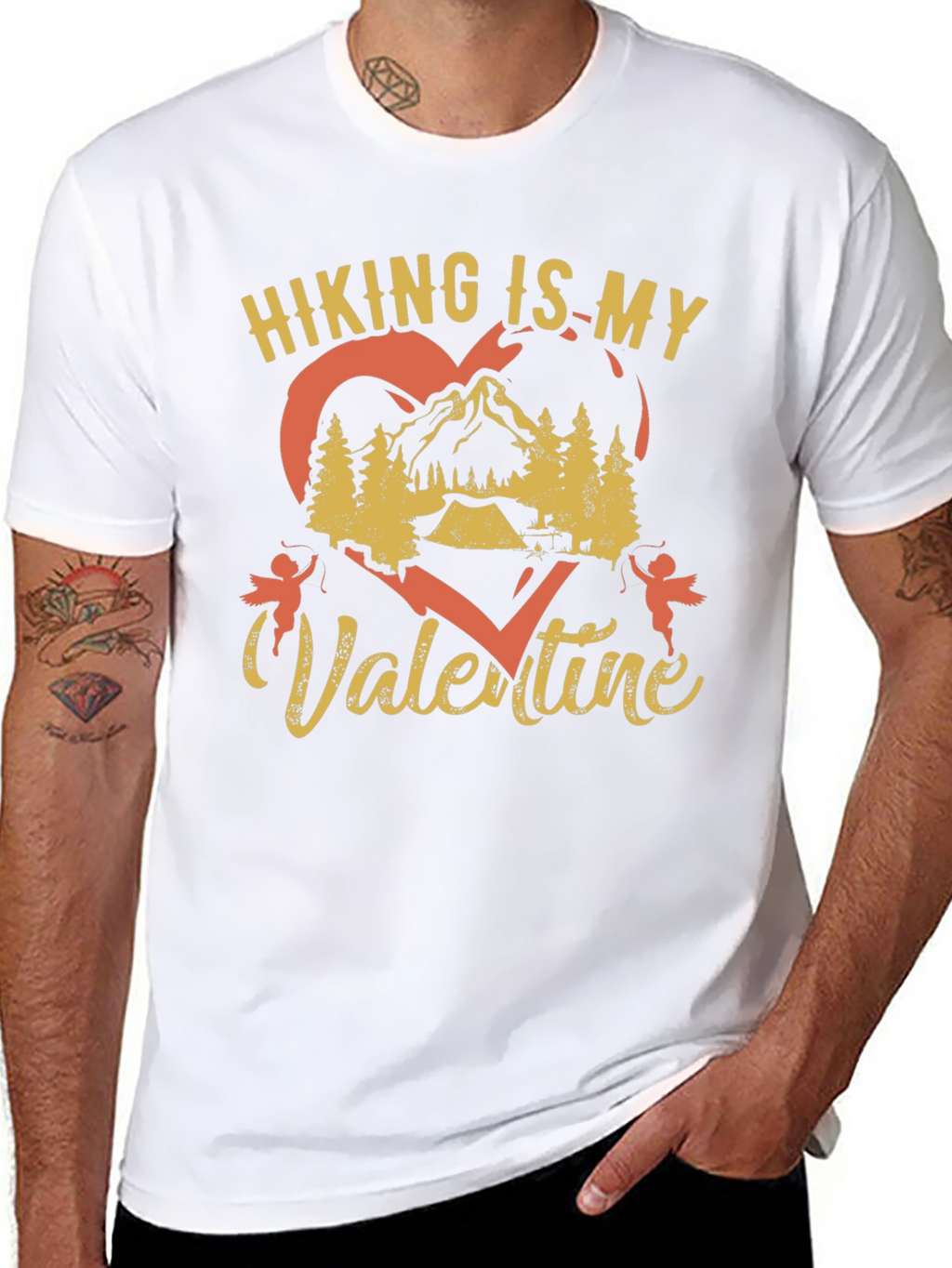Hiking Is My Valentine Black Graphic Tee