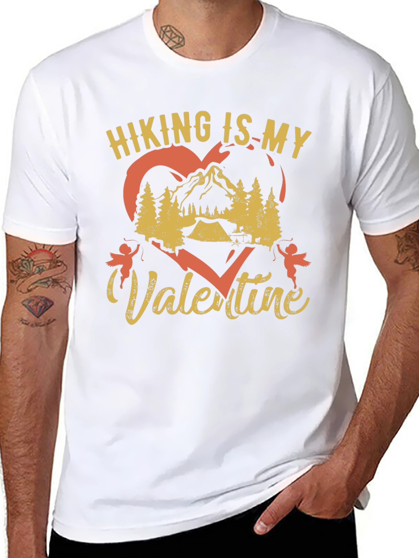 Hiking Is My Valentine Black Graphic Tee